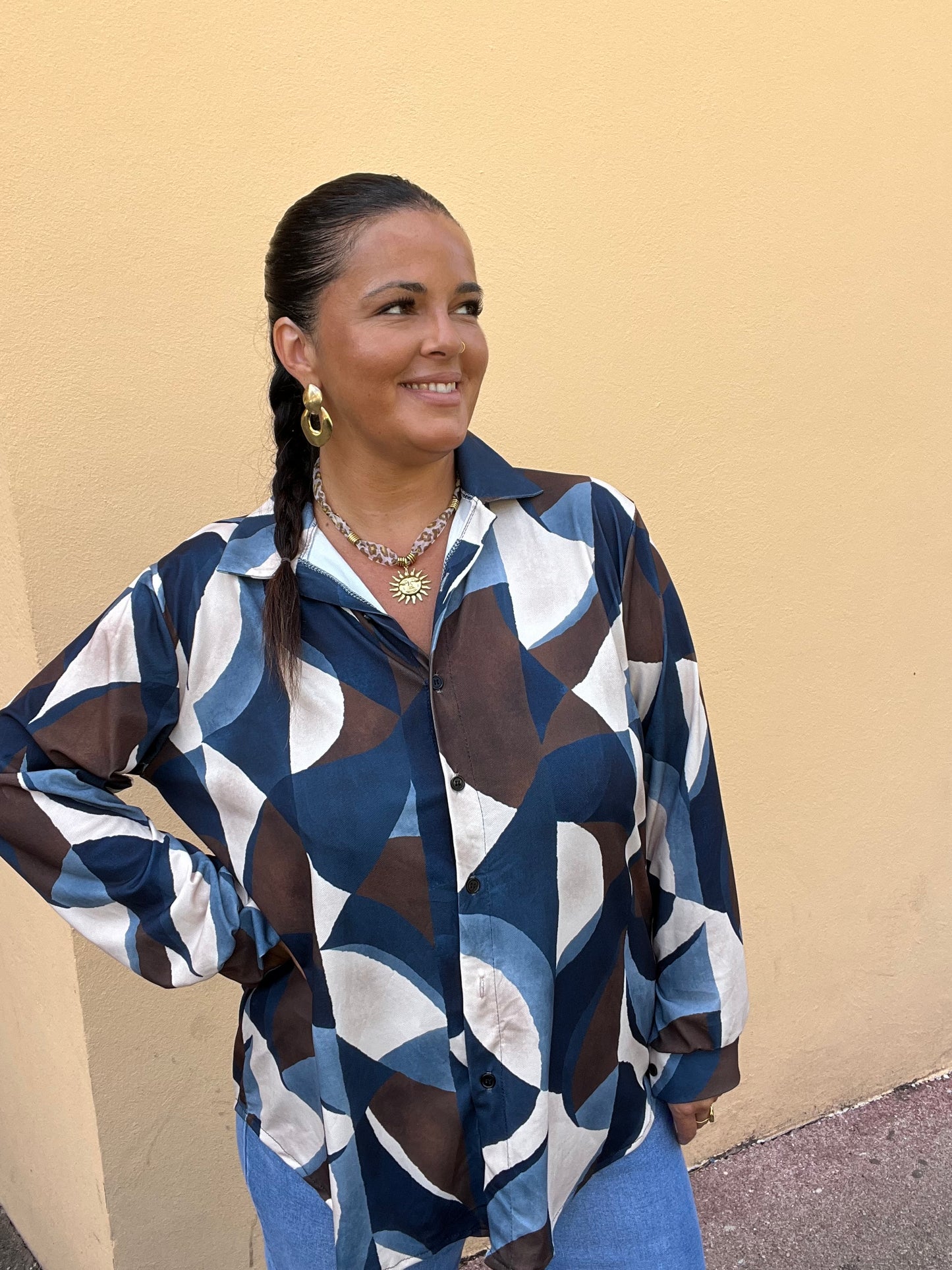 Chemise grande taille Laya bleue
