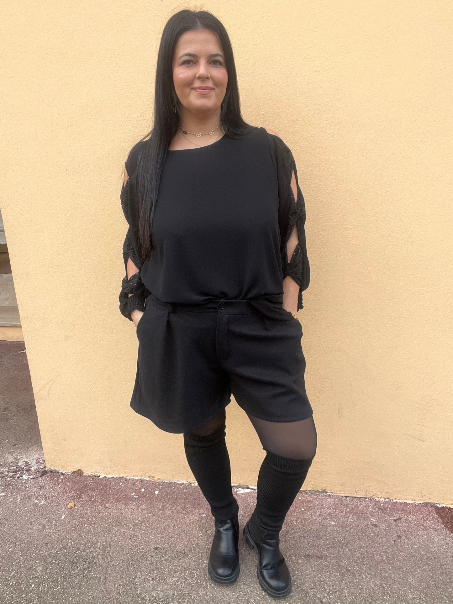 Short grande taille noir Lya