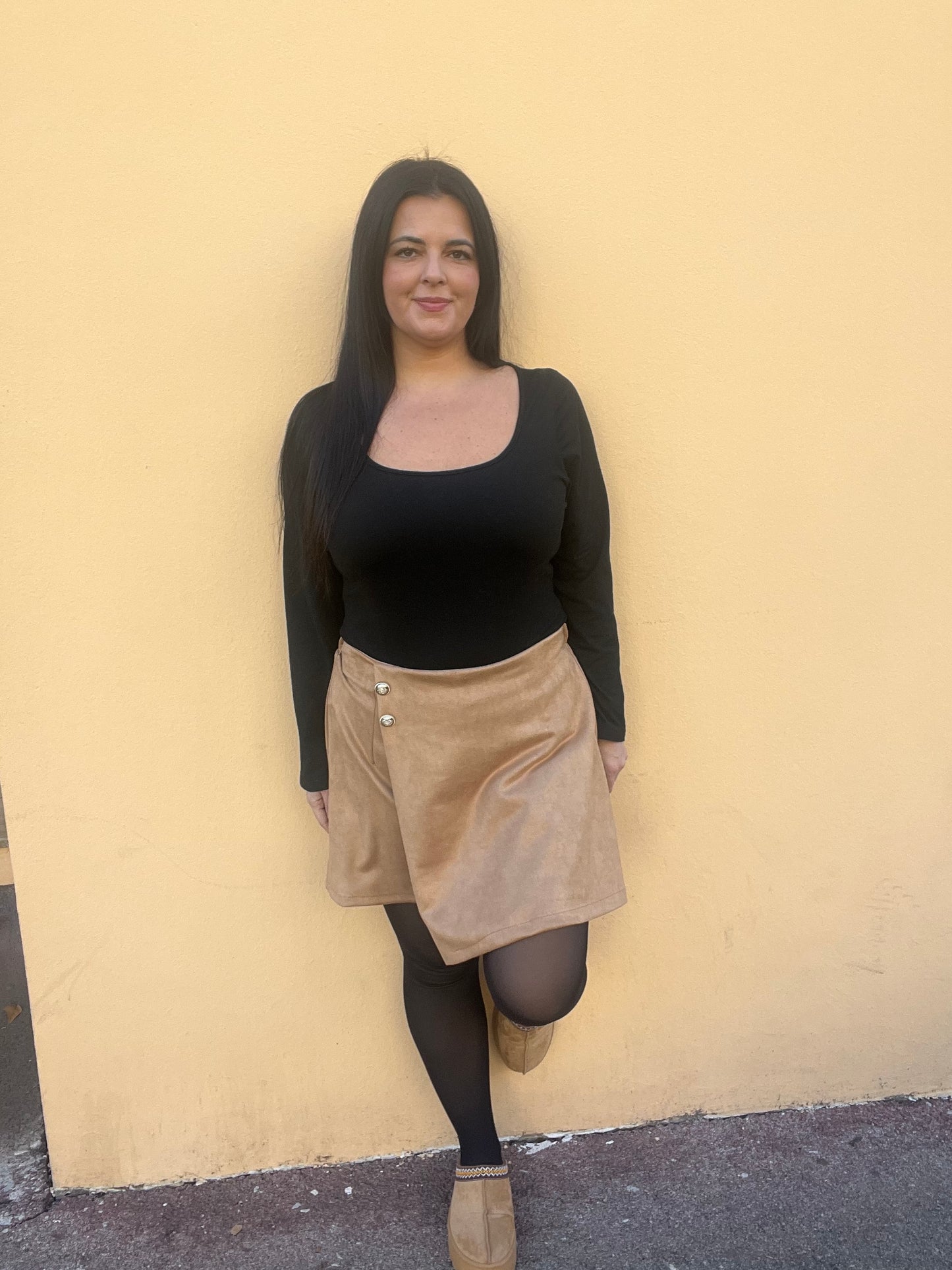 Jupe short grande taille beige