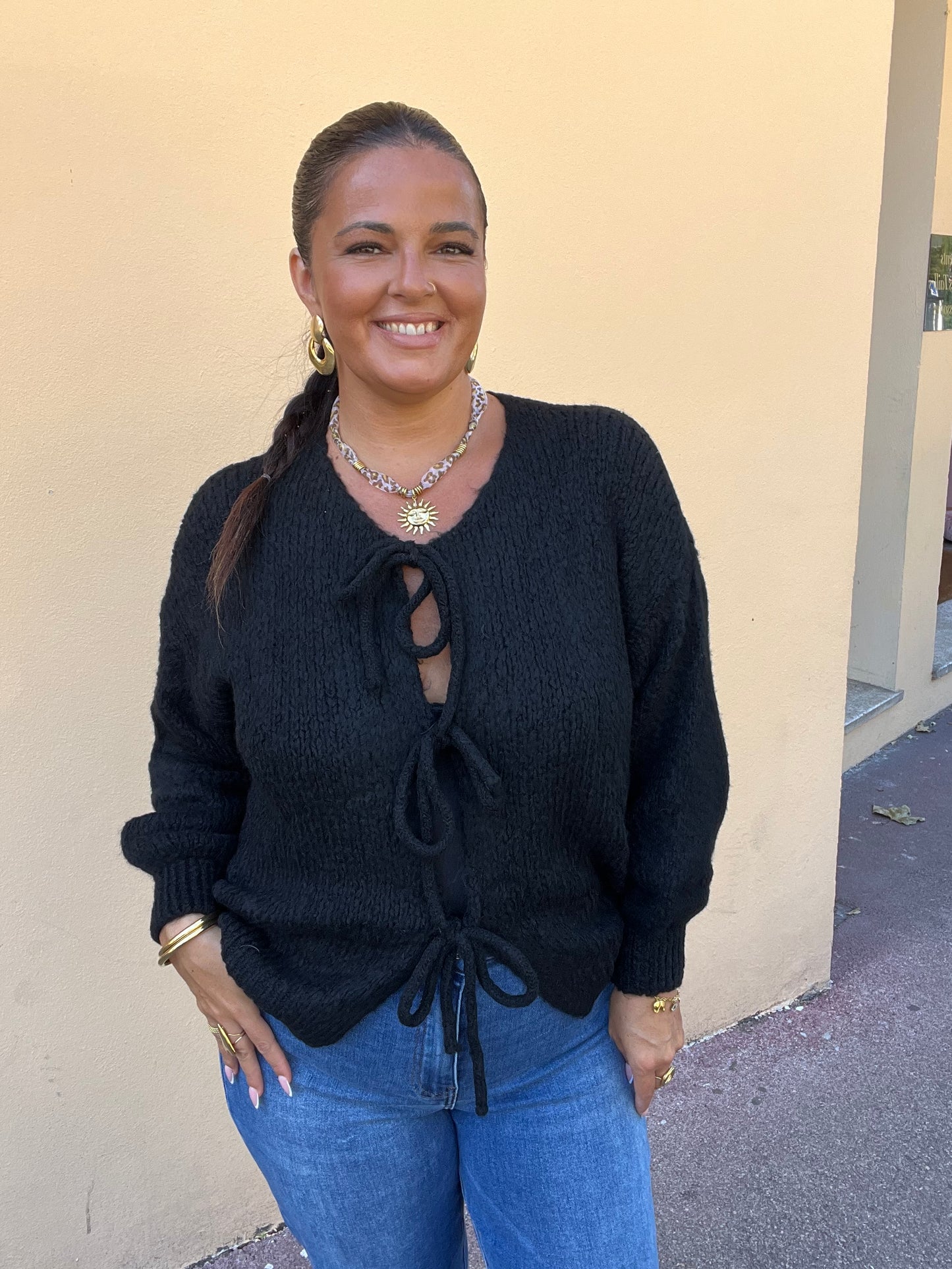 Gilet en maille grande taille noir