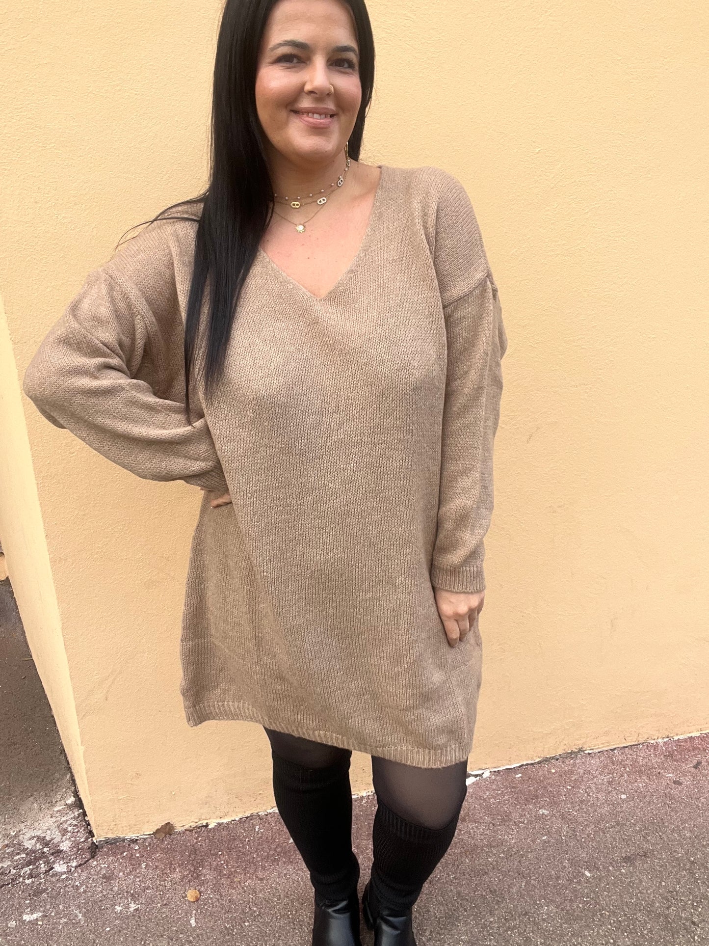 Robe pull beige
