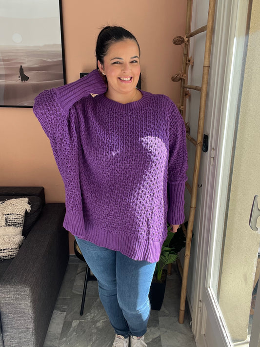 Pull oversize en maille violet