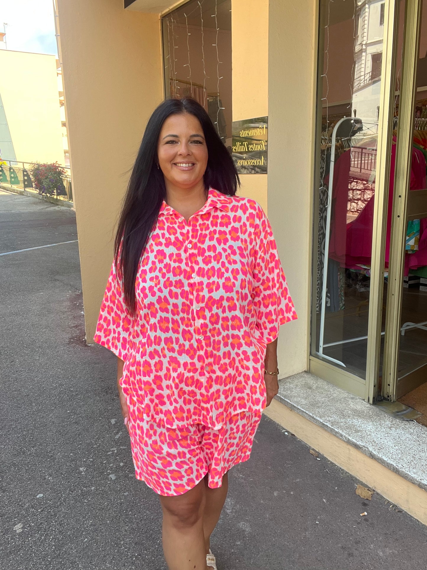 Ensemble grande taille fluo rose