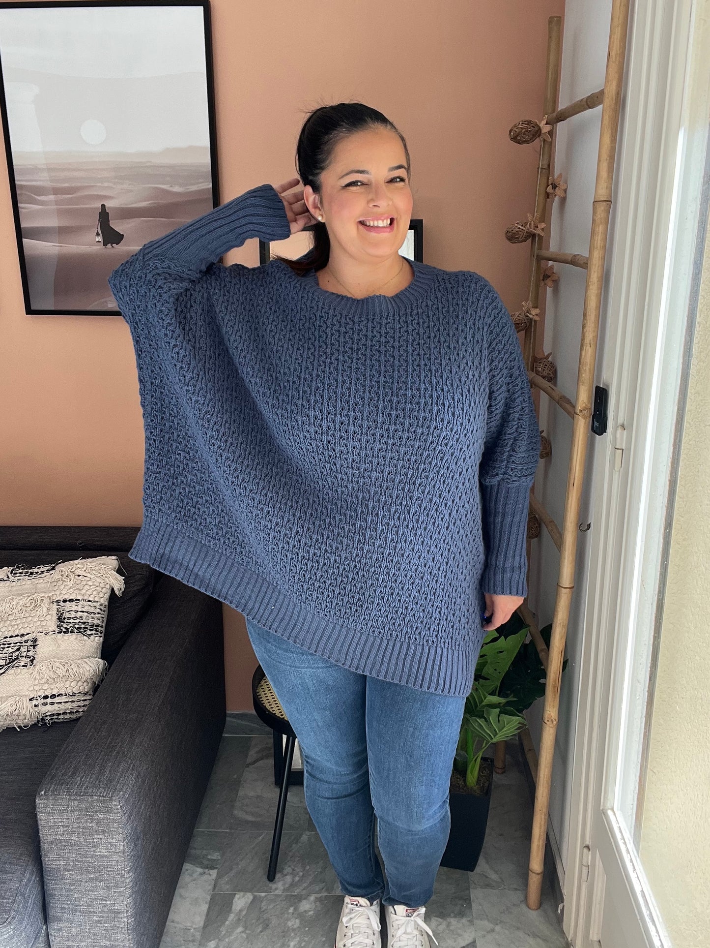 Pull en maille oversize bleu