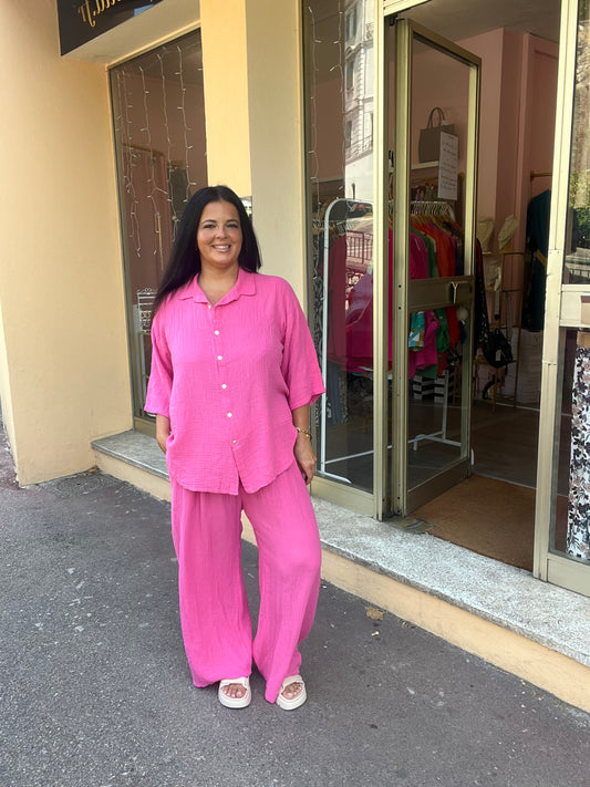 Ensemble grande taille rose coton