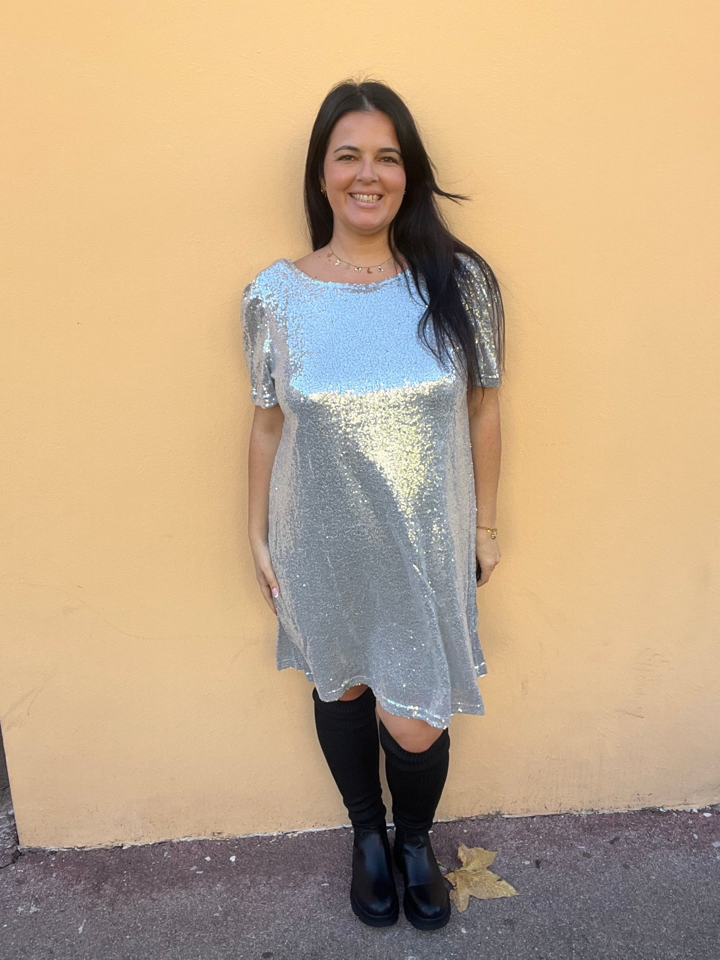 Robe pailletée argenté Noor