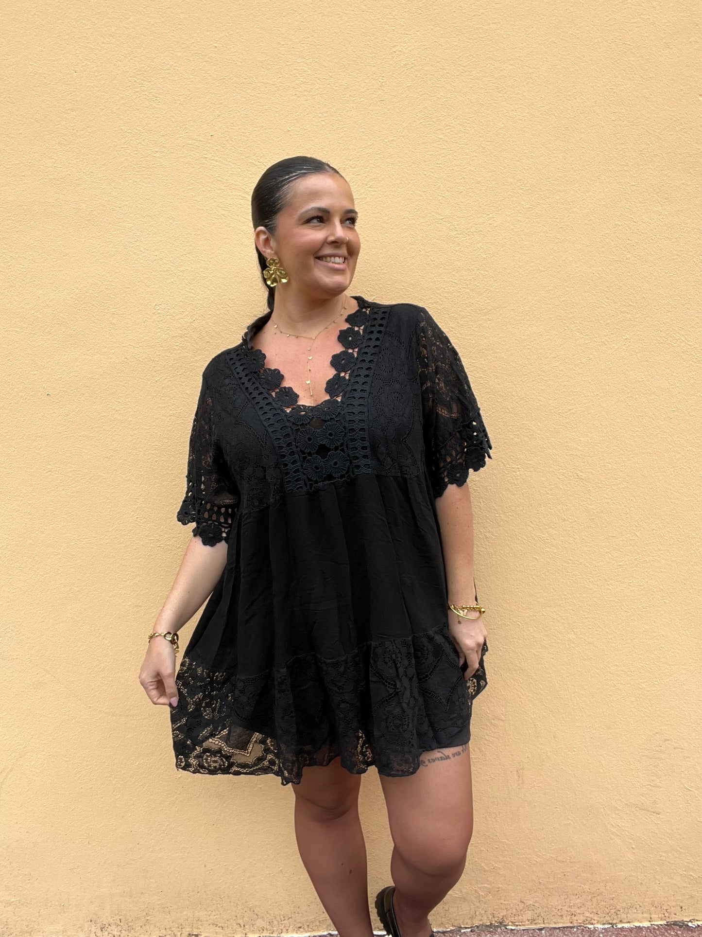 Tunique dentelle noire