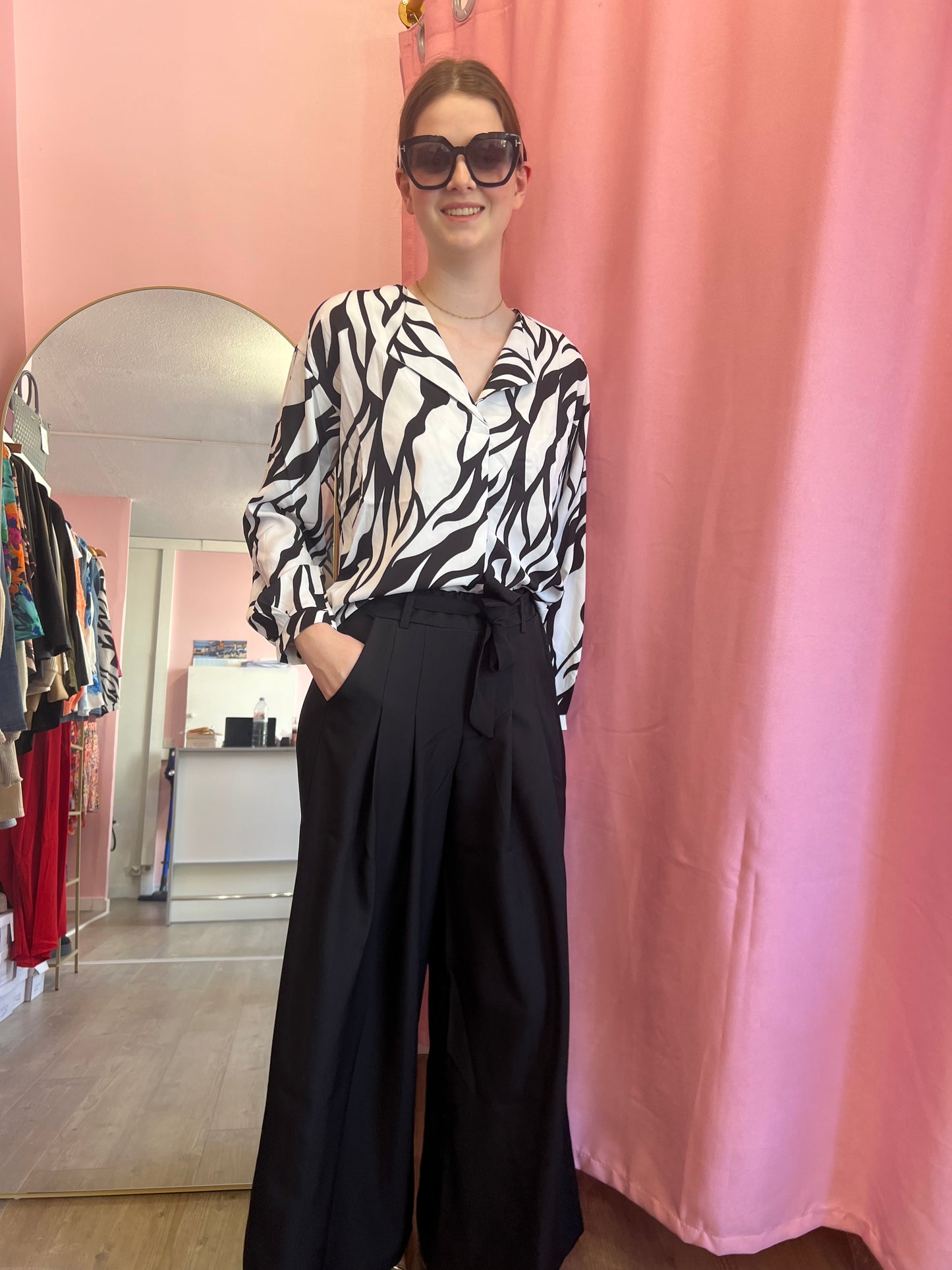 Pantalon large noir