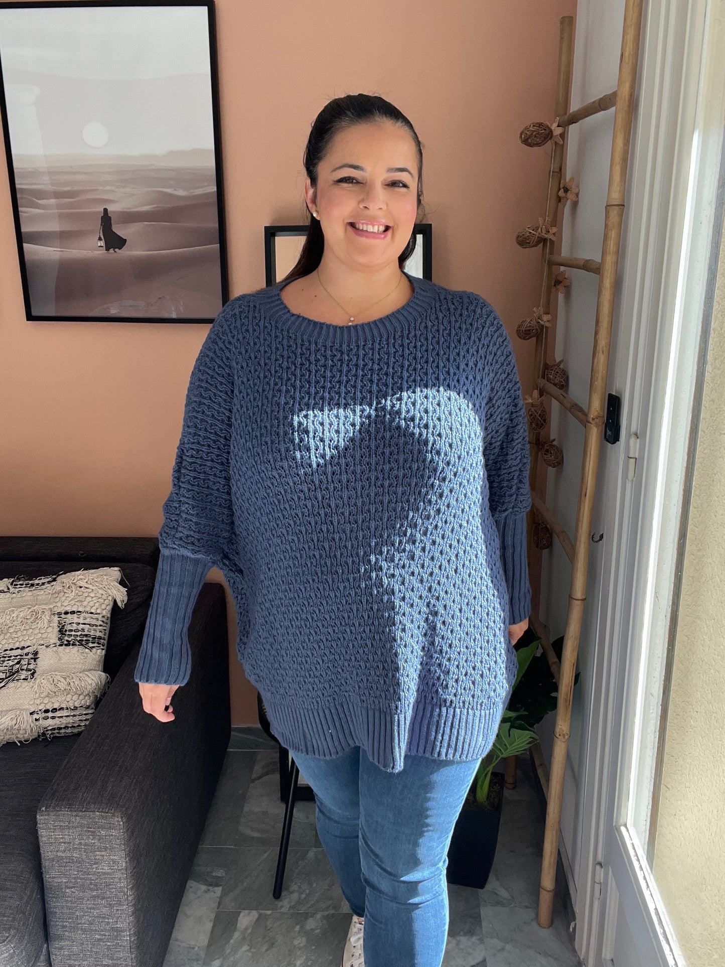 Pull en maille oversize bleu