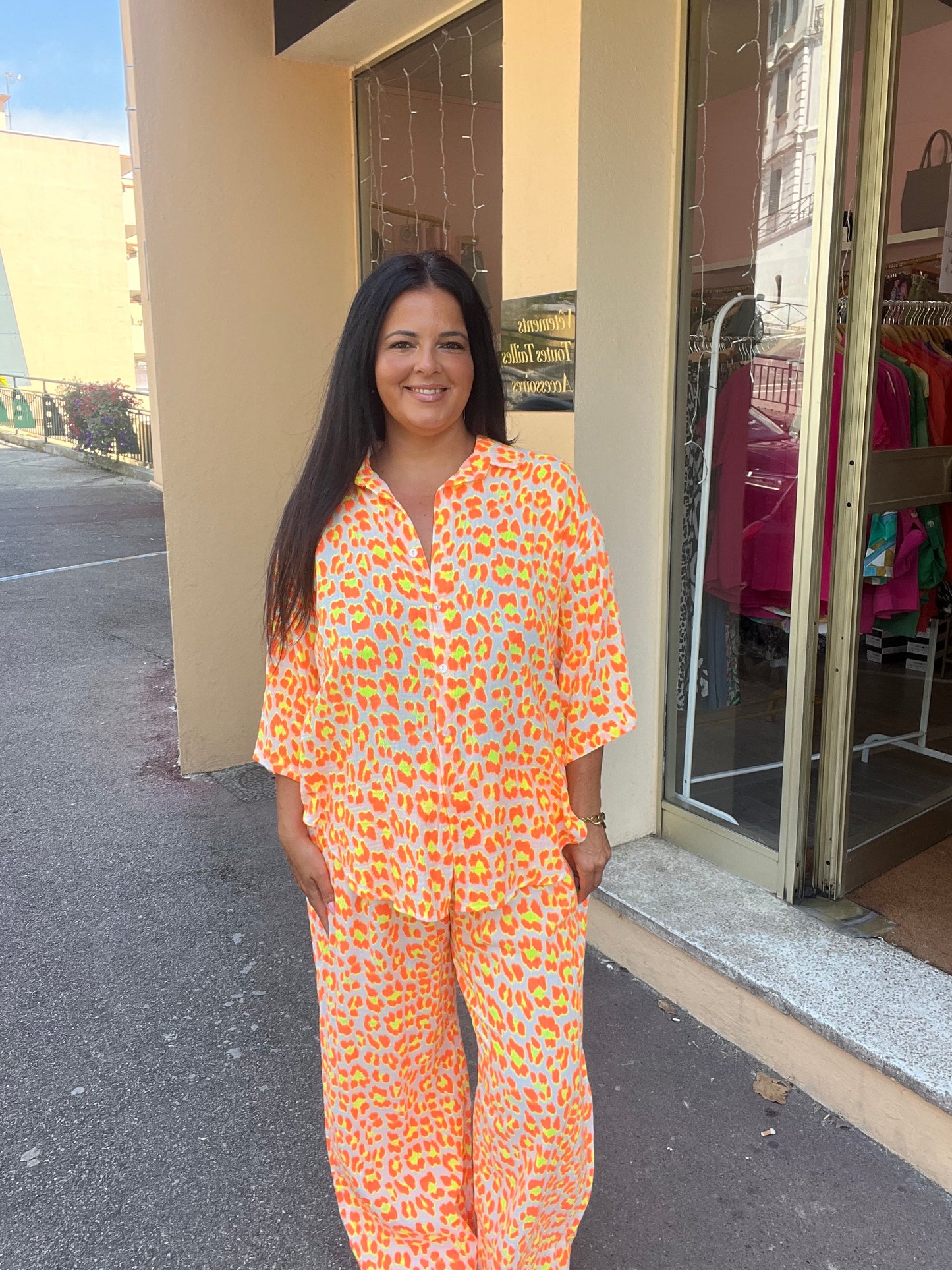 Ensemble grande taille fluo orange