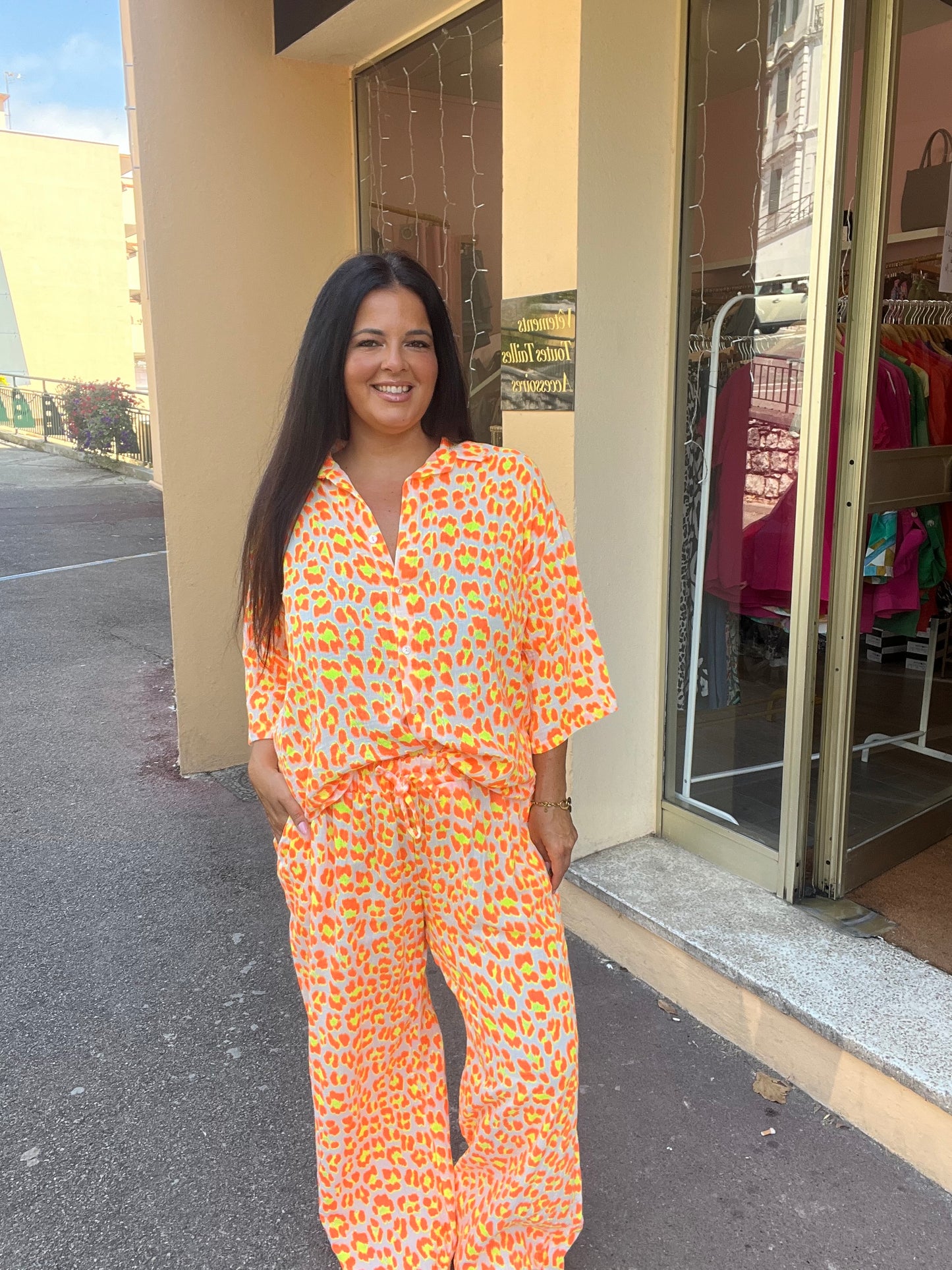 Ensemble grande taille fluo orange