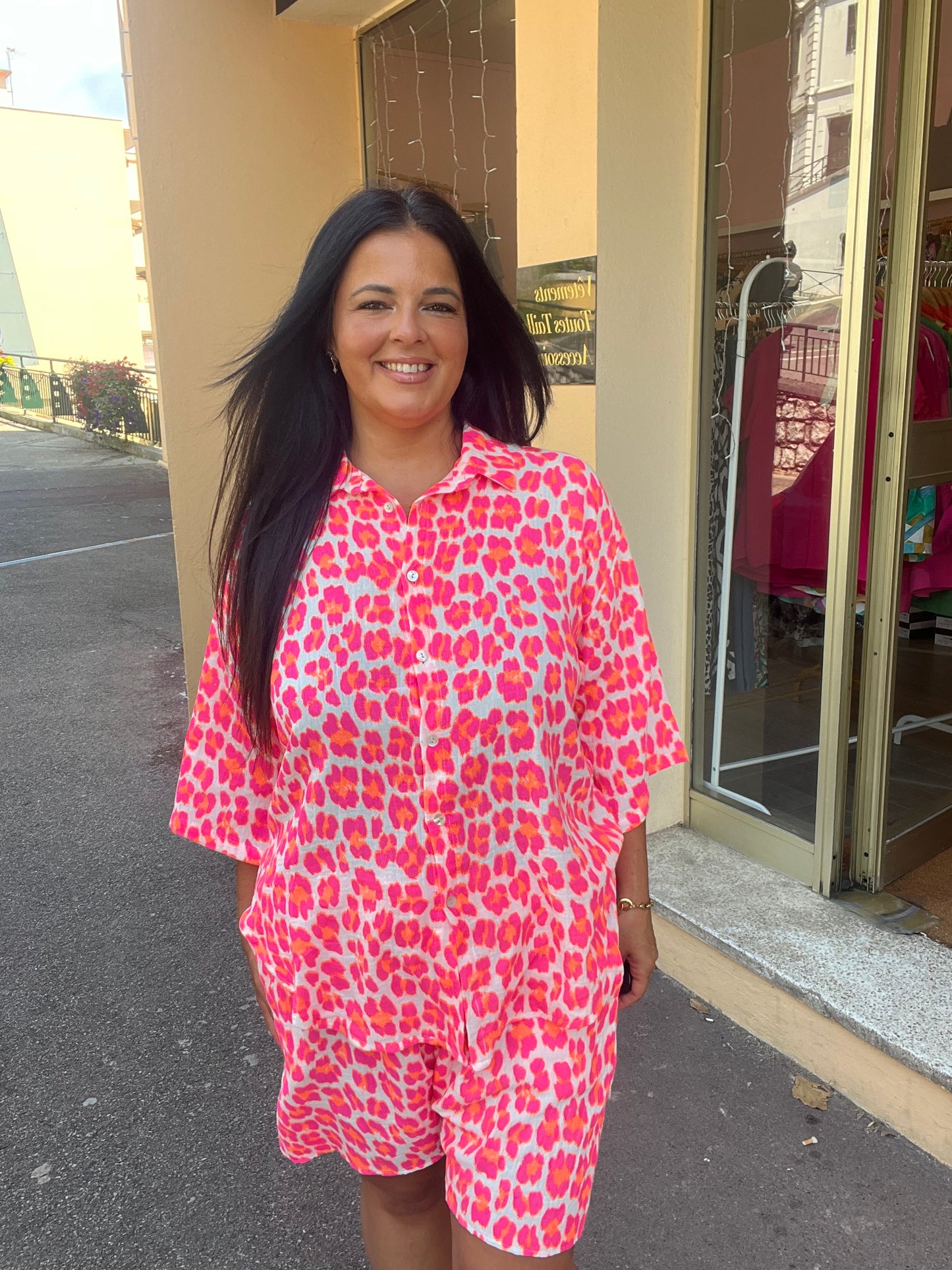 Ensemble grande taille fluo rose