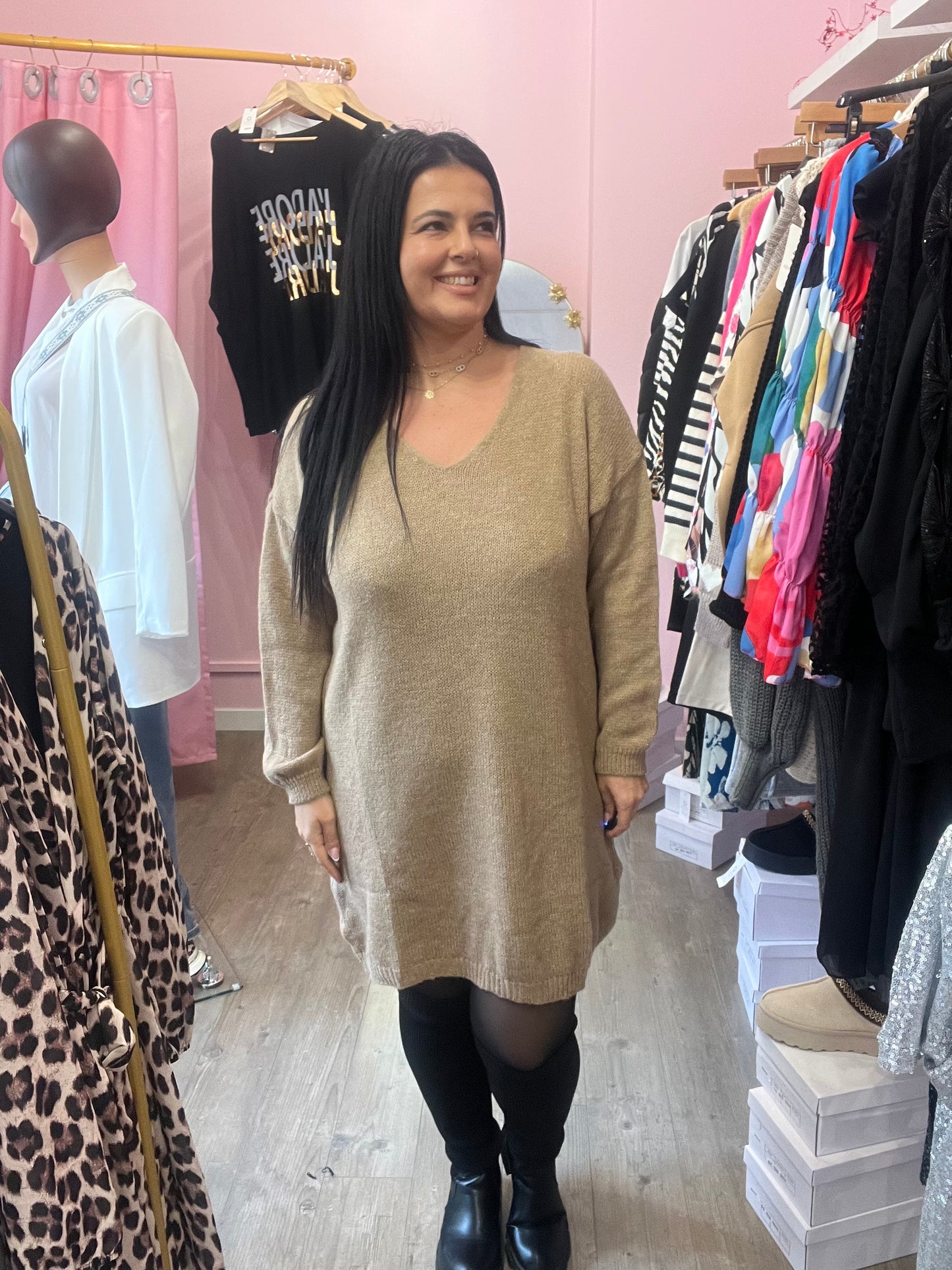 Robe pull beige