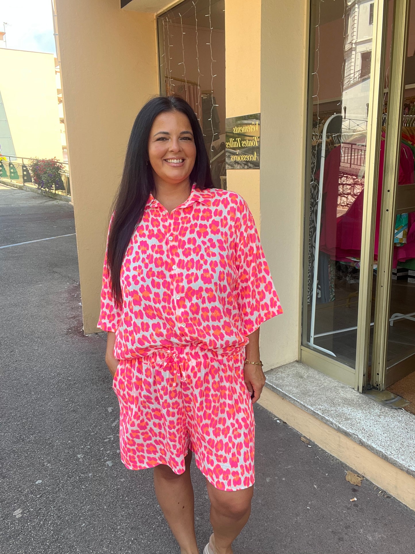 Ensemble grande taille fluo rose