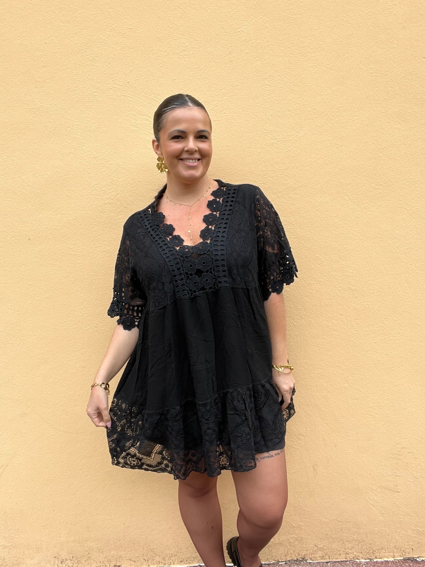 Tunique dentelle noire