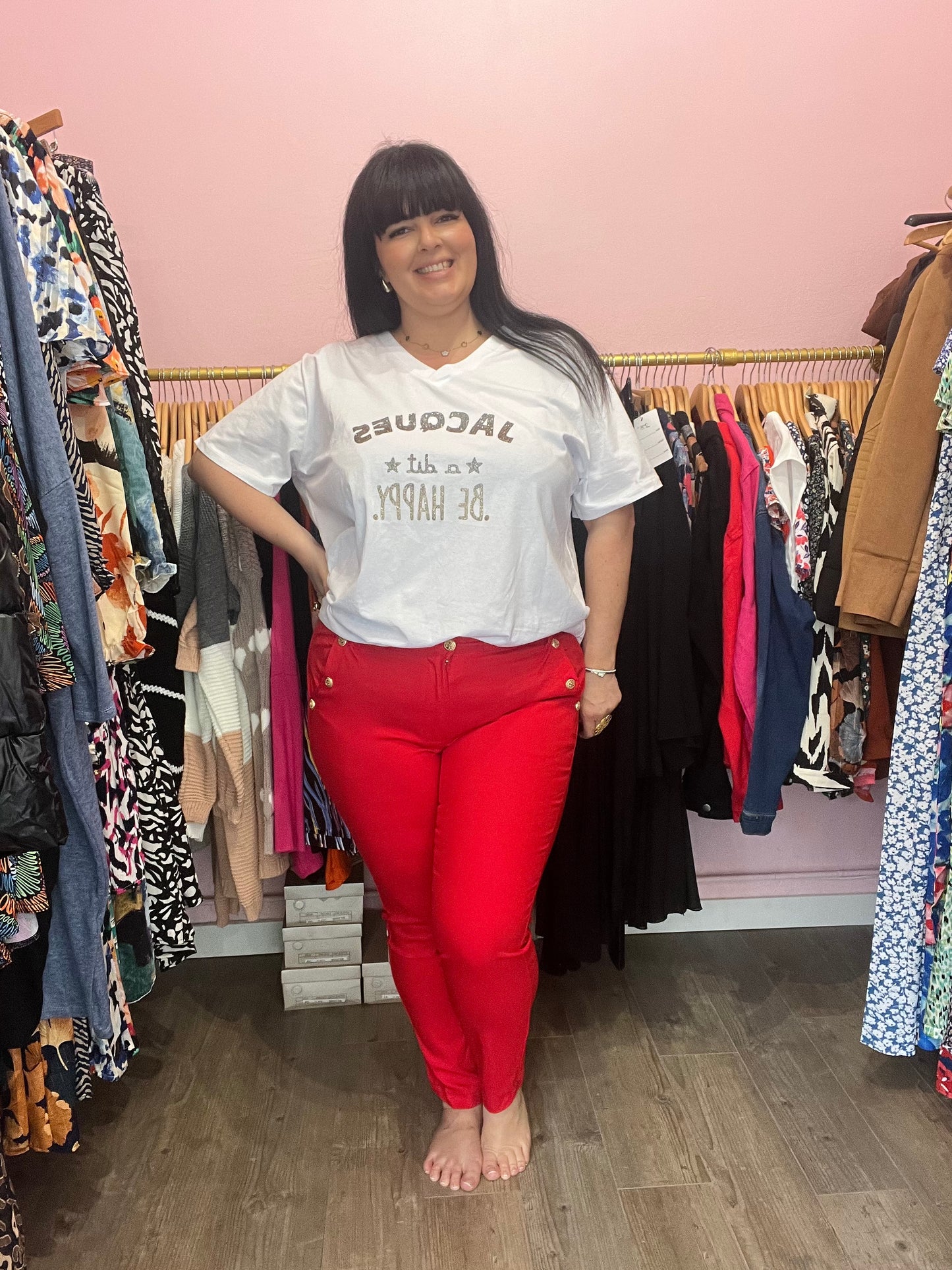 Pantalon grande taille rouge
