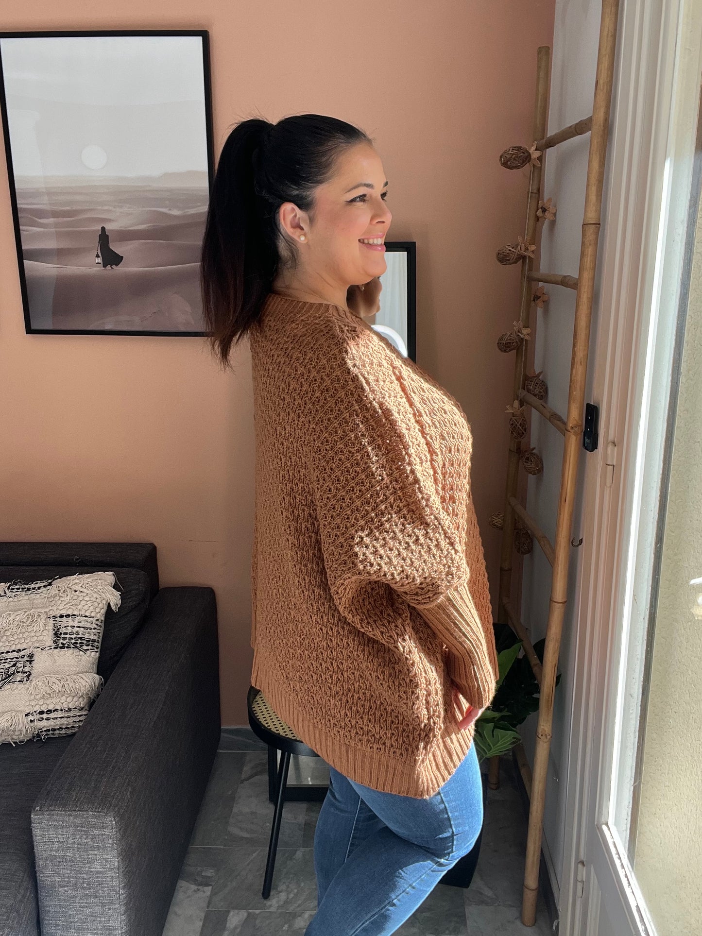 Pull en maille oversize camel