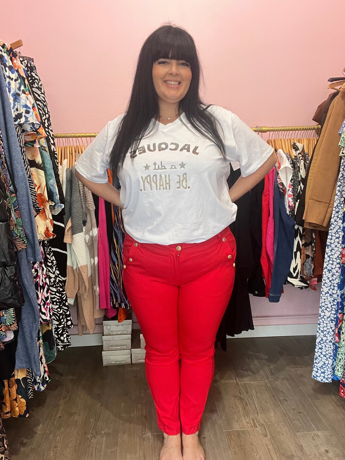 Pantalon grande taille rouge