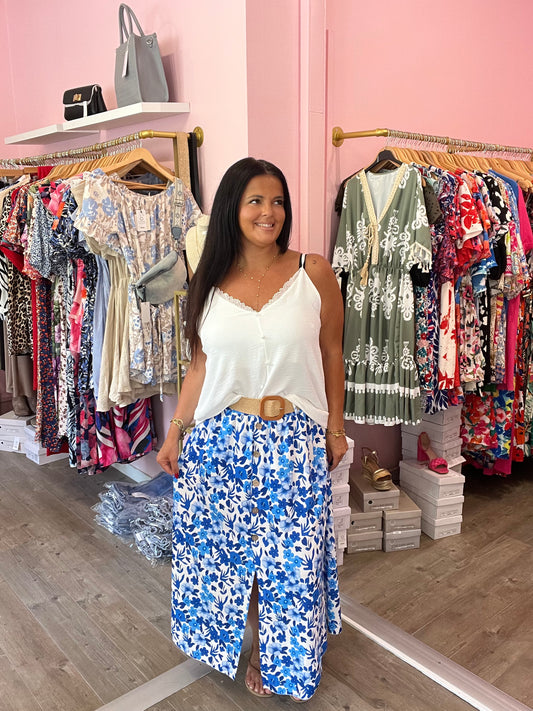 Jupe grande taille Lola bleue