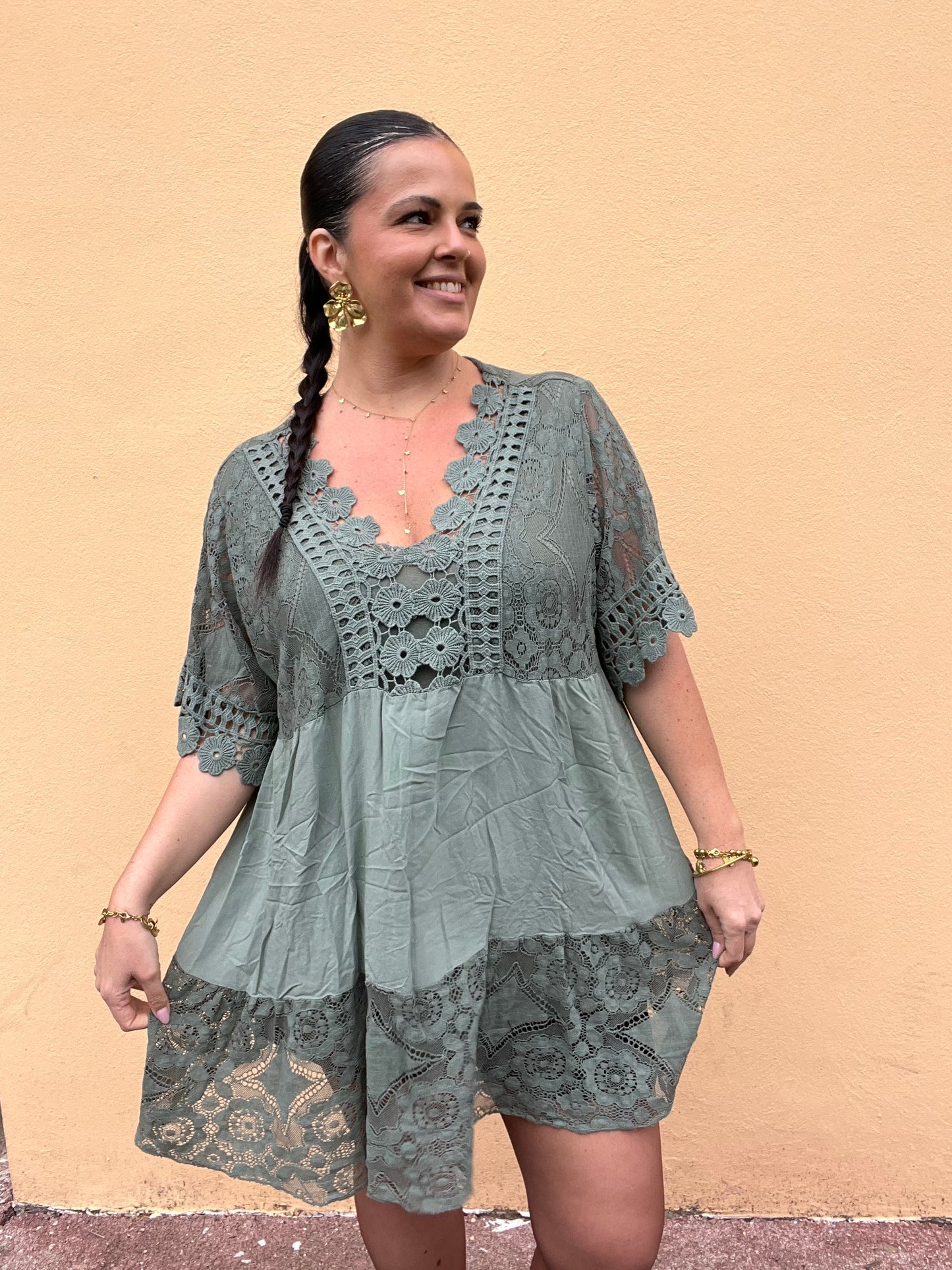 Tunique dentelle Kaki