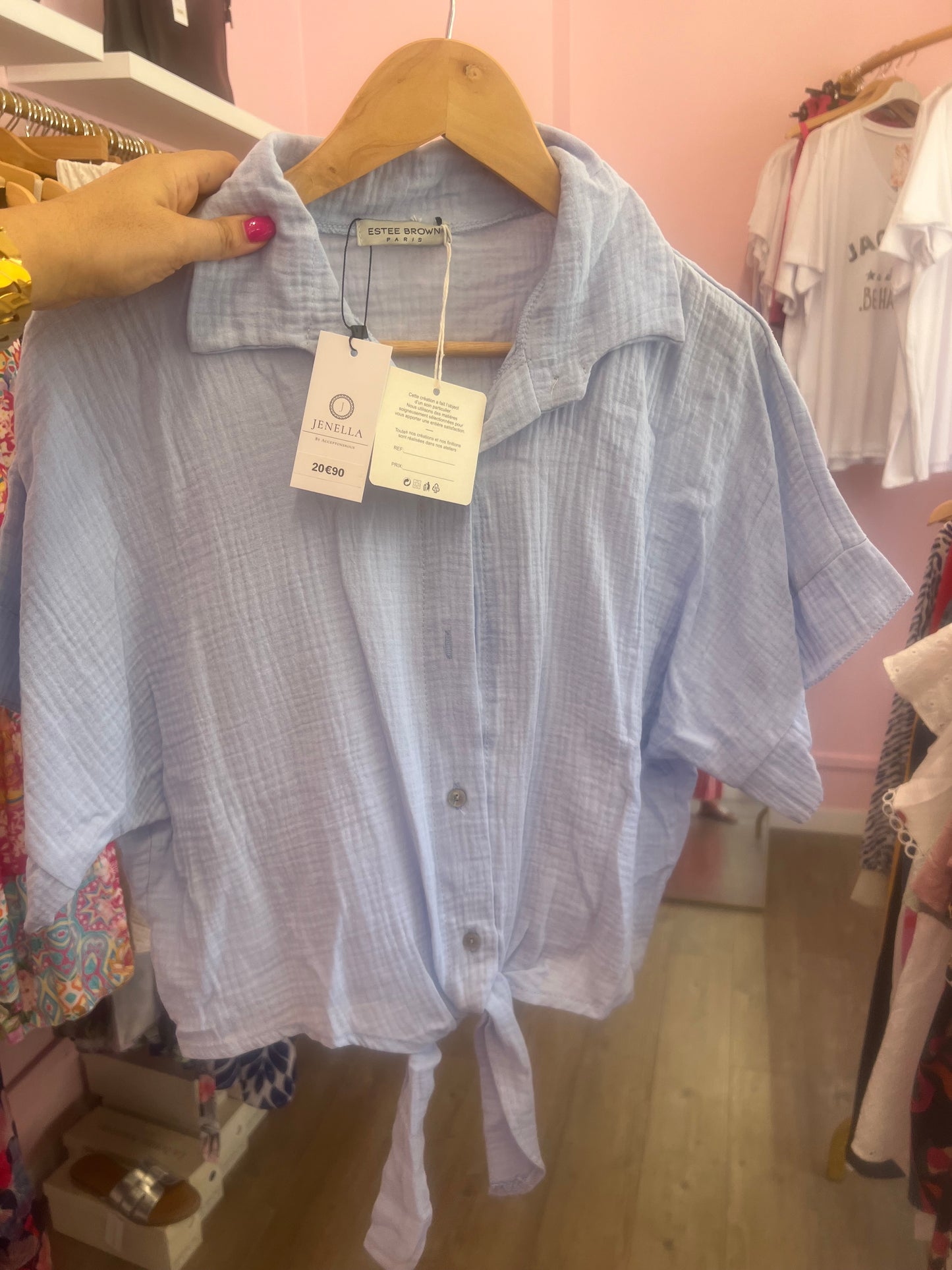 Chemisier gaz de coton bleu