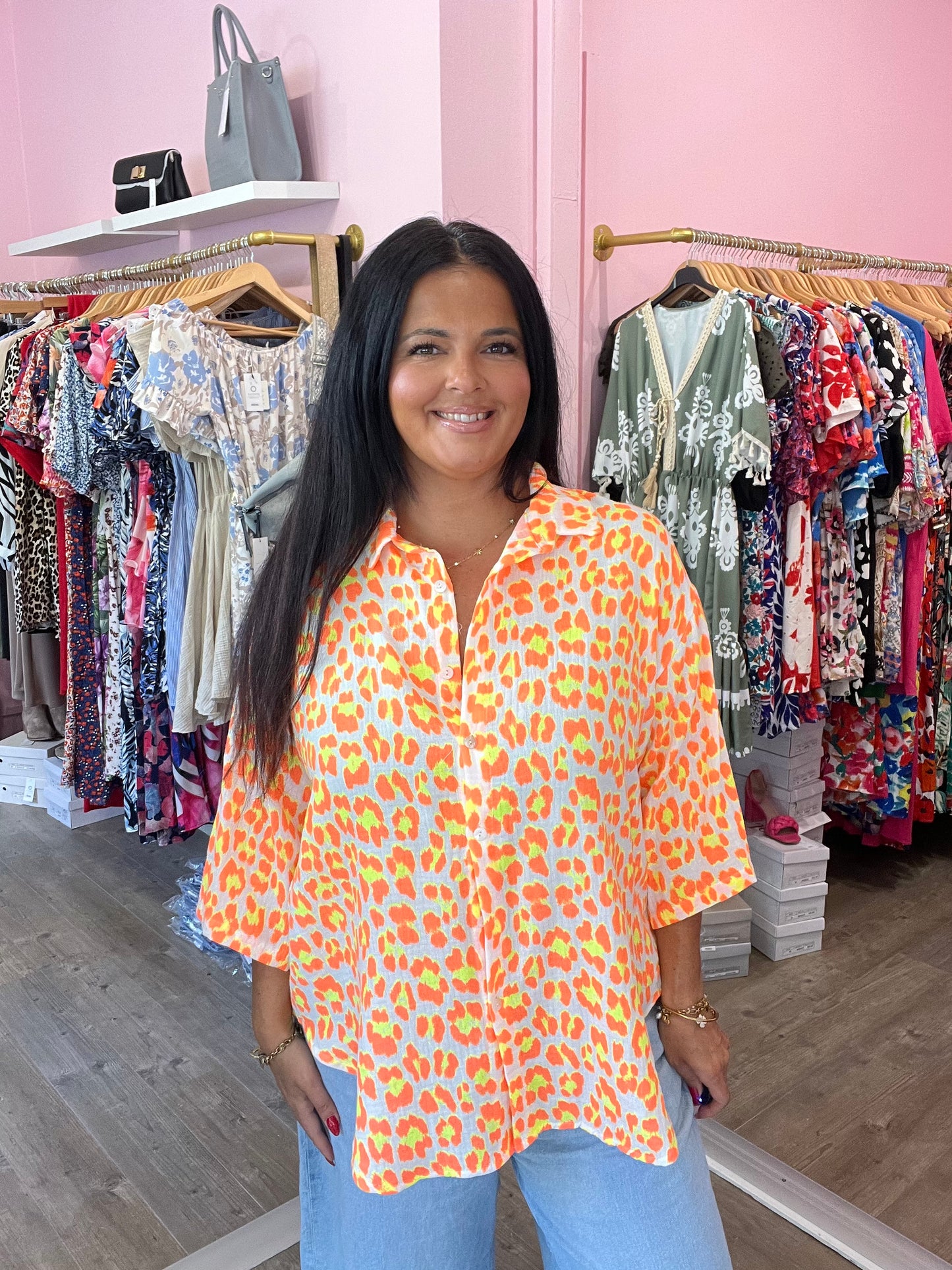 Chemise en coton fluo