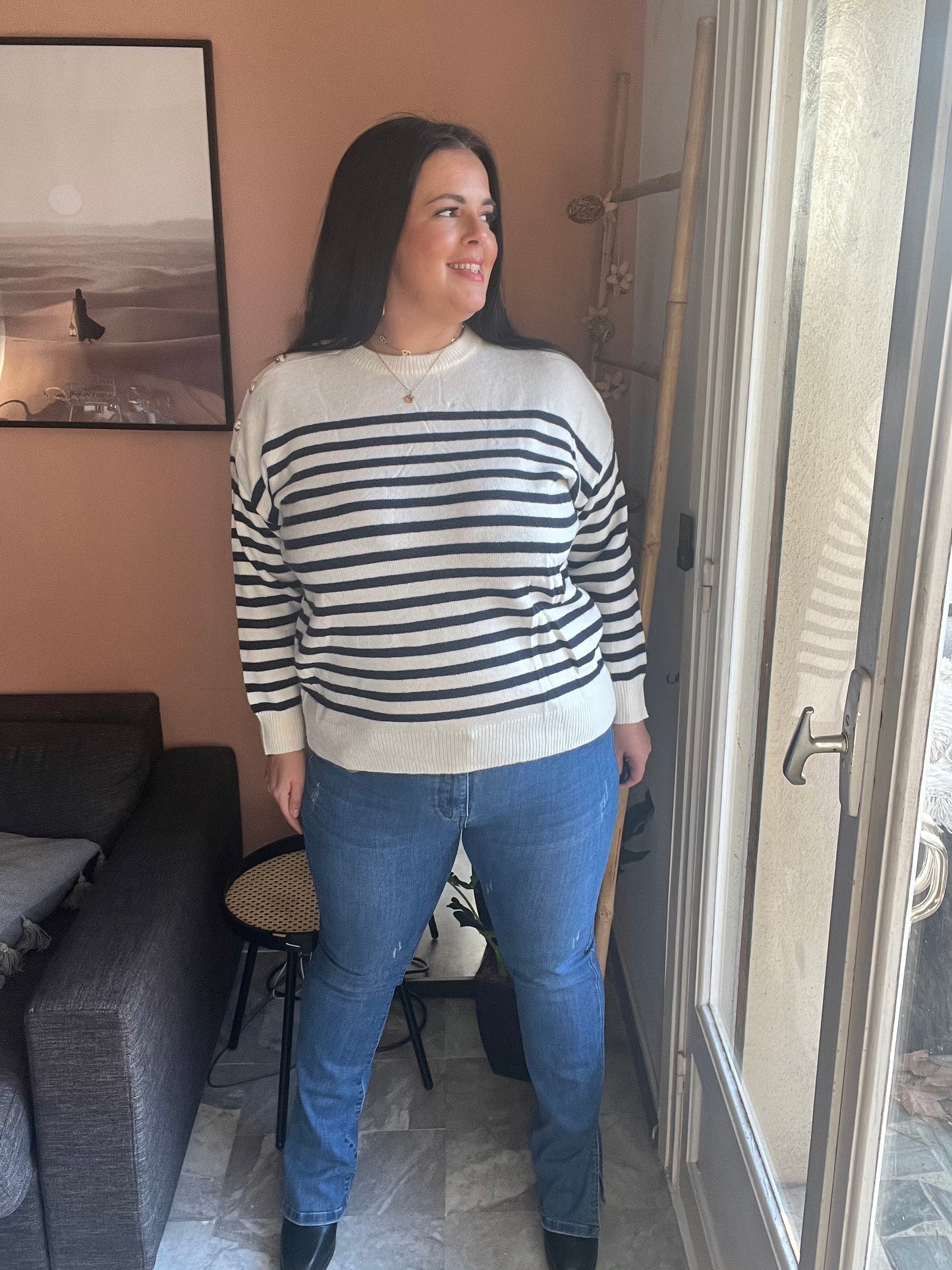 Pull rayé blanc