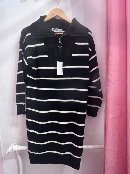Robe pull marinière noire