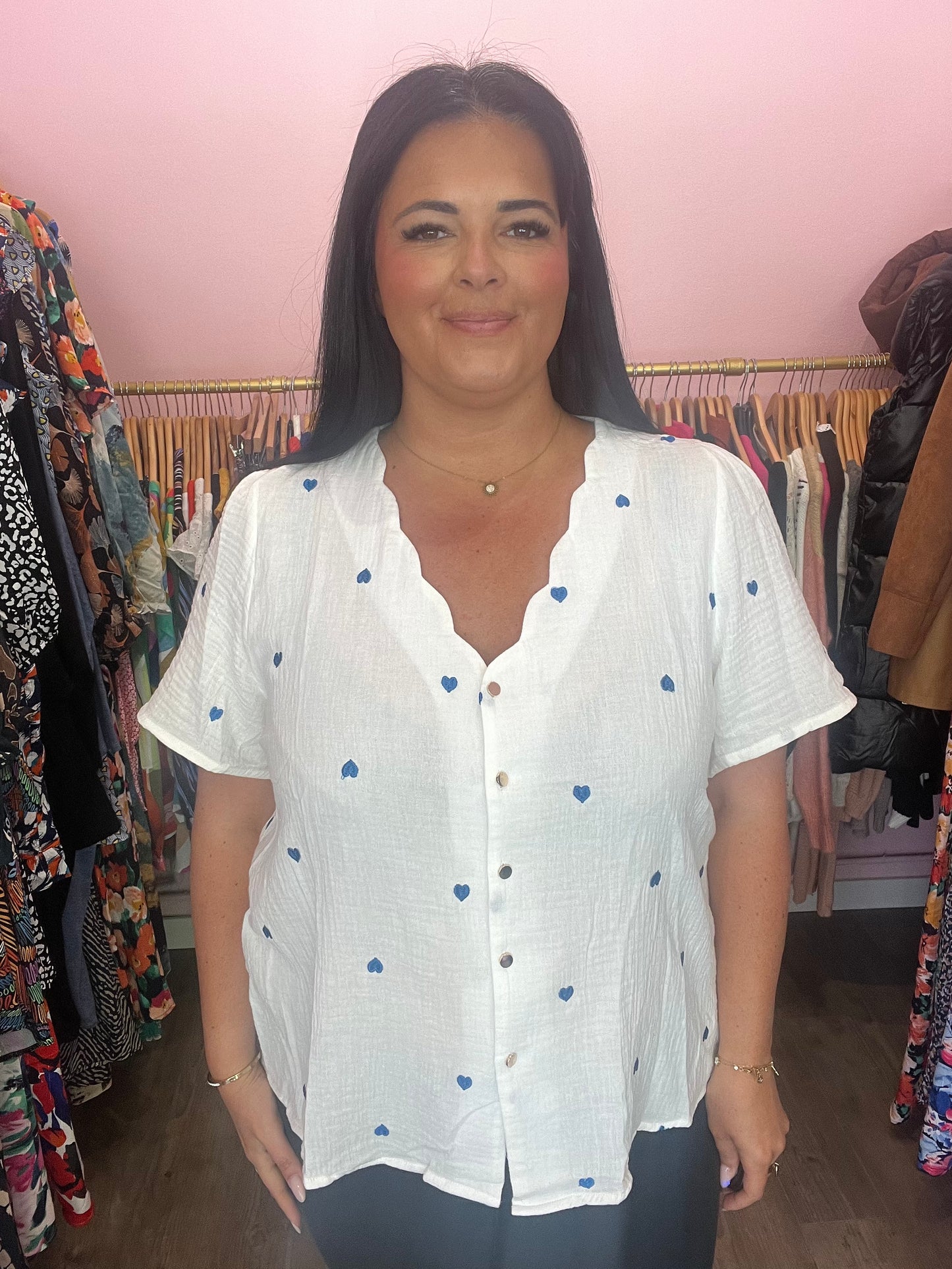 Blouse coeurs bleus