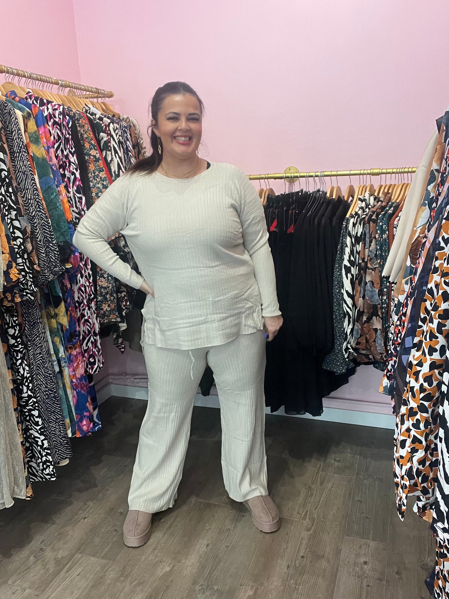 Ensemble pull pantalon écru