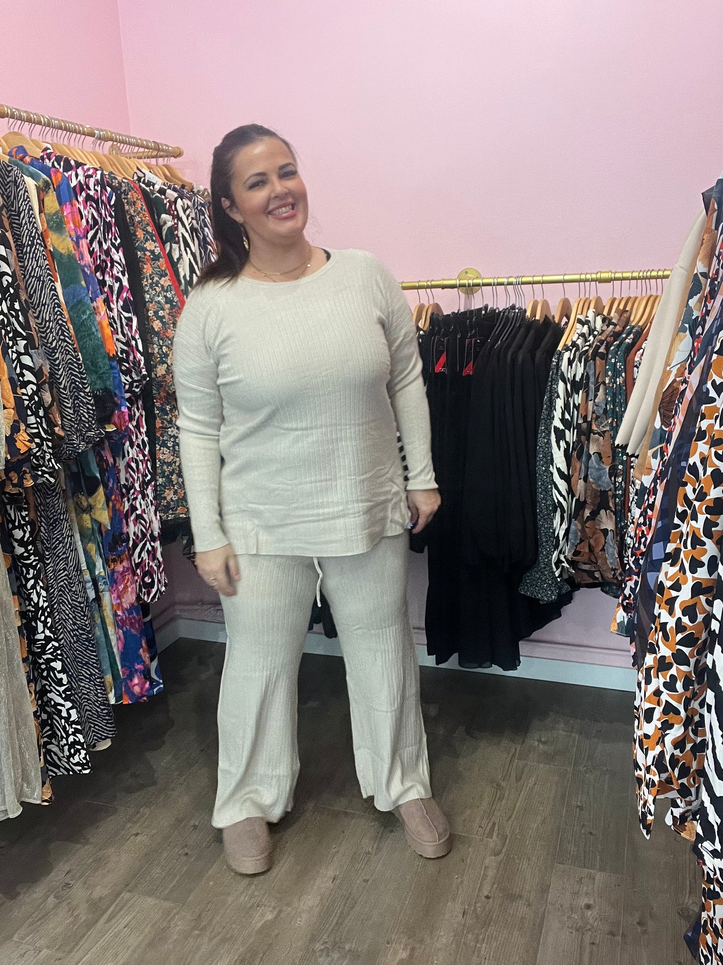 Ensemble pull pantalon écru