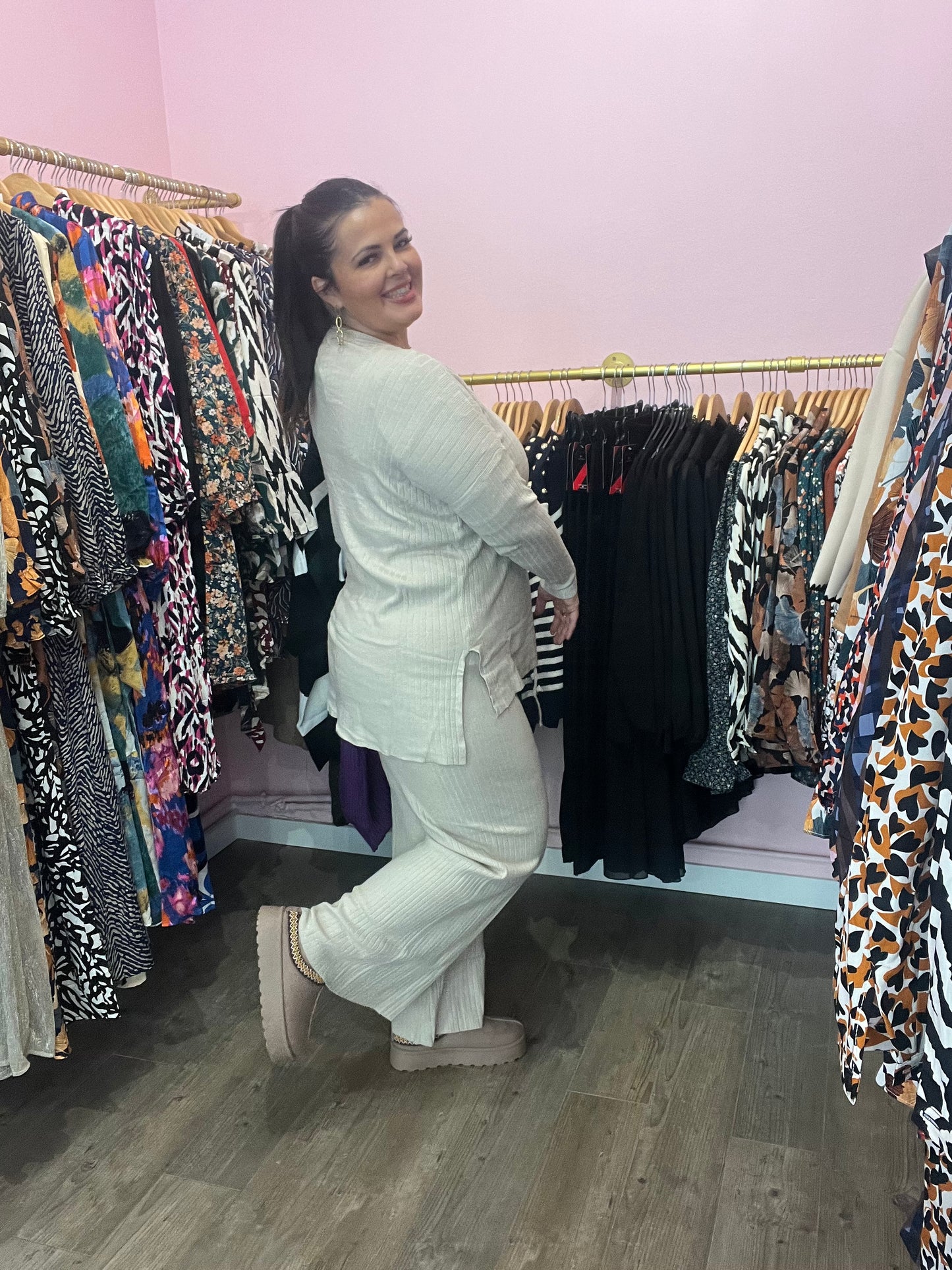 Ensemble pull pantalon écru