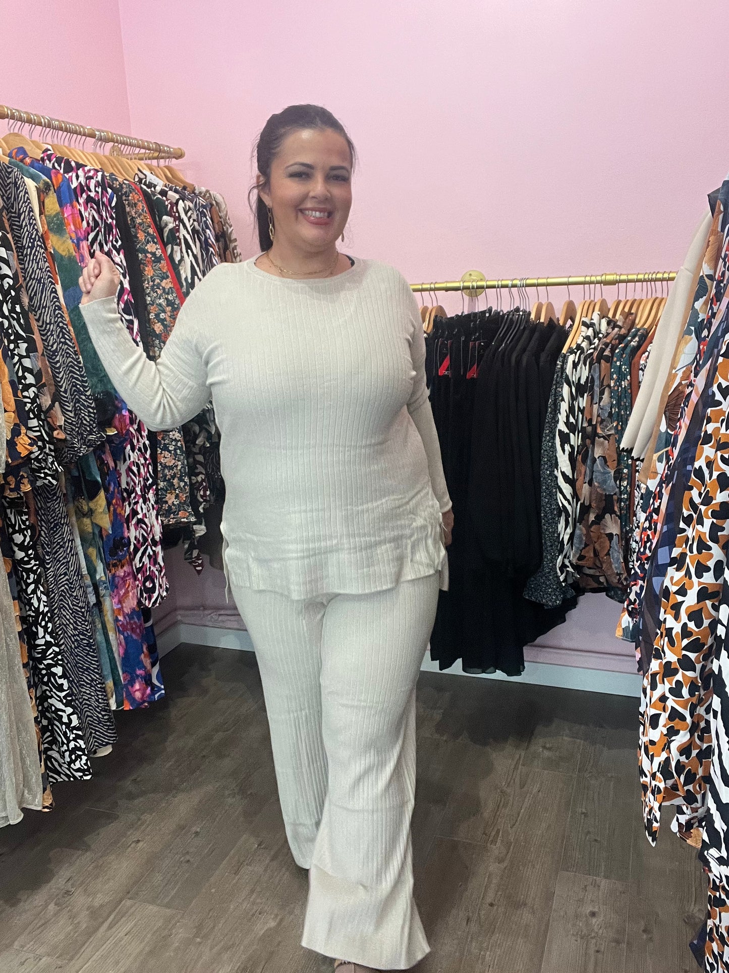 Ensemble pull pantalon écru