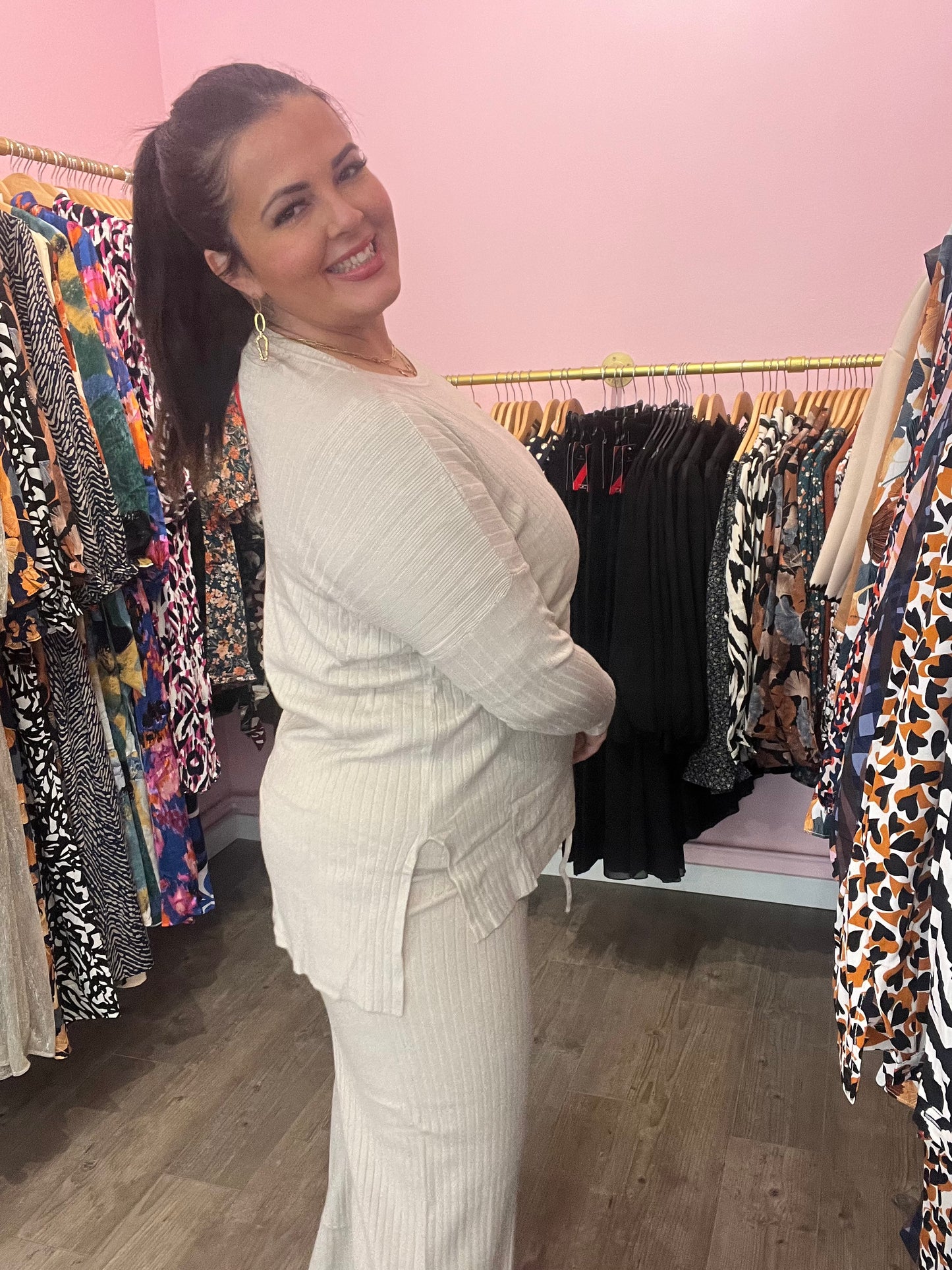 Ensemble pull pantalon écru