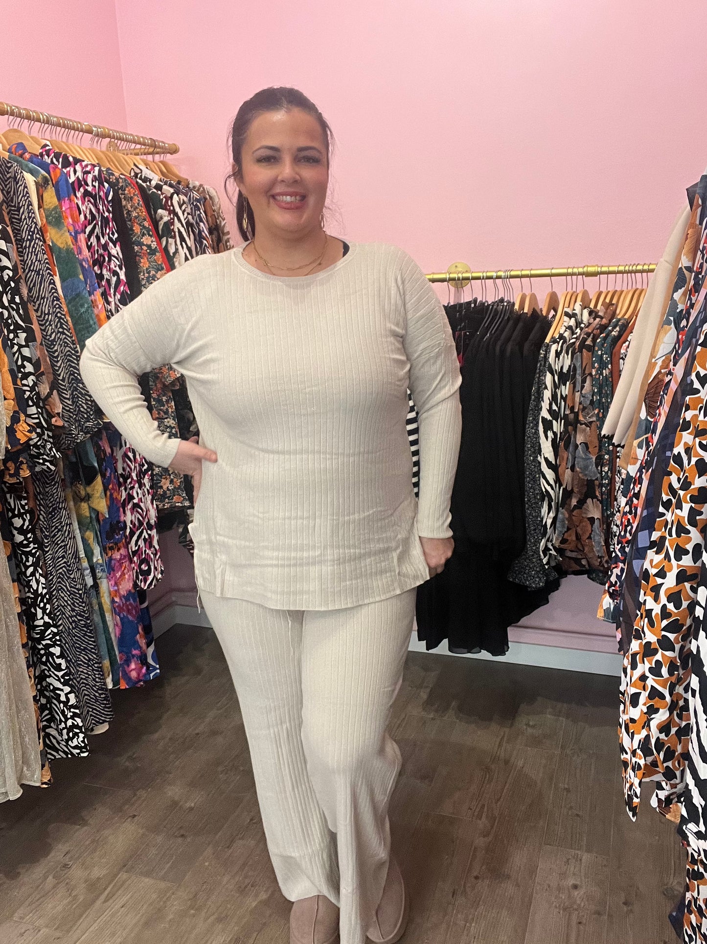 Ensemble pull pantalon écru