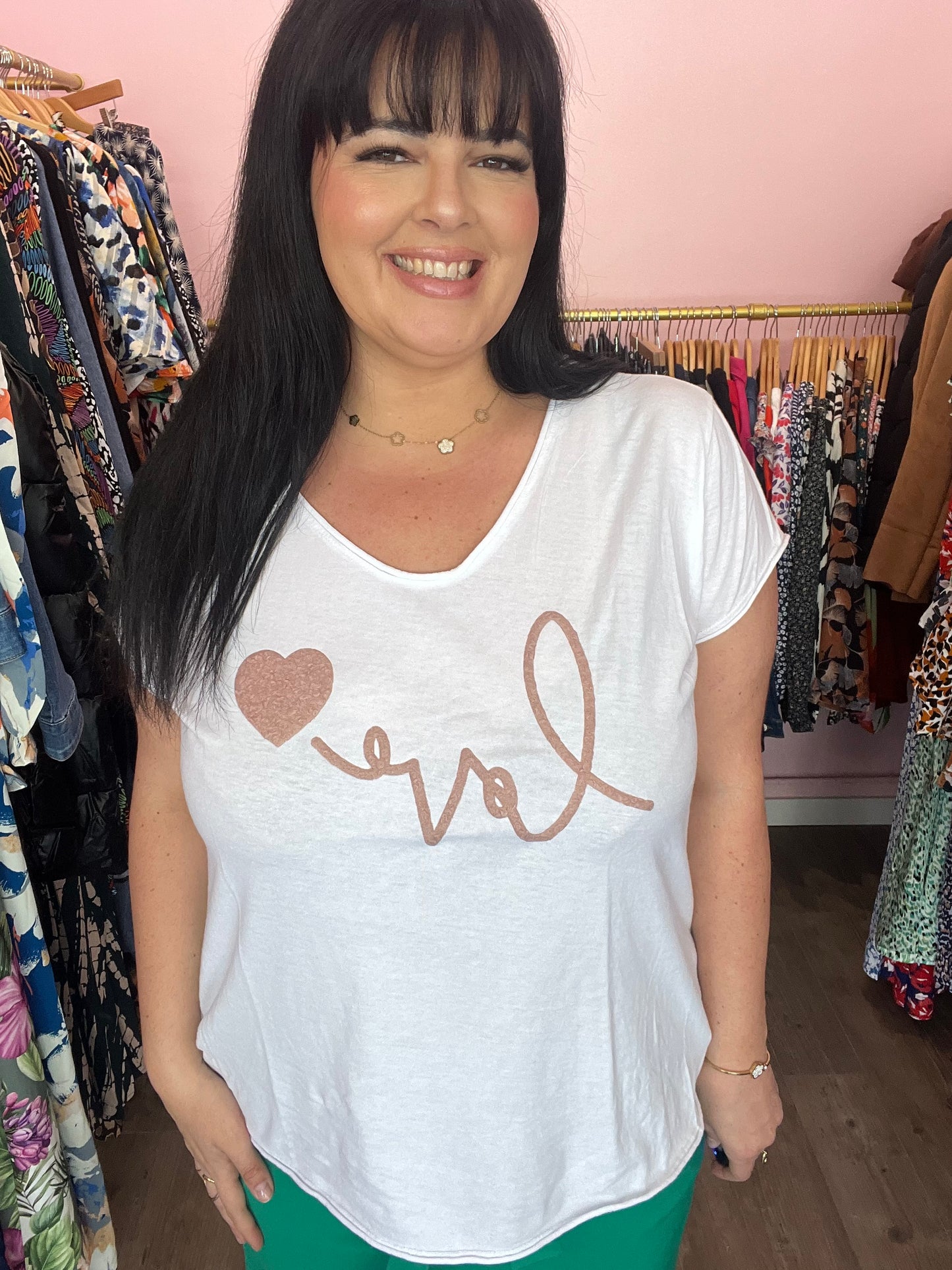 Tee shirt Love rosé poudré