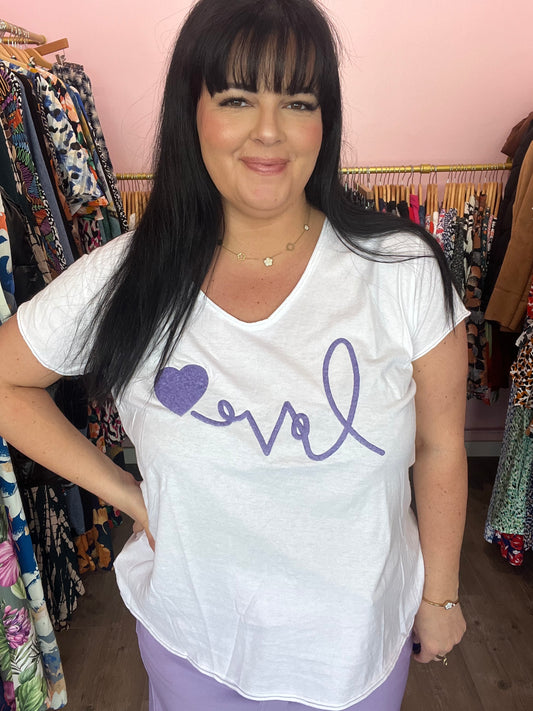 Tee shirt love lilas
