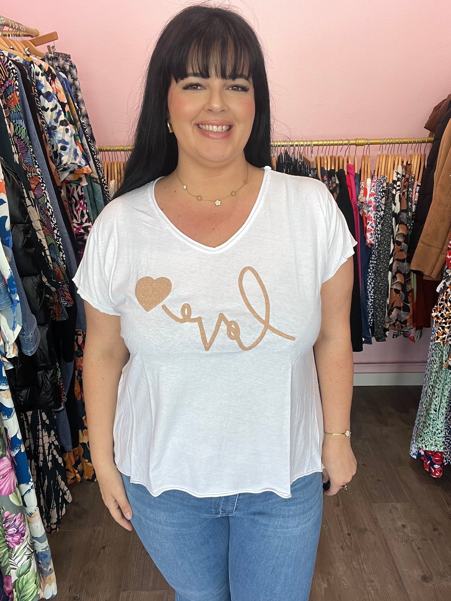 Tee shirt love doré