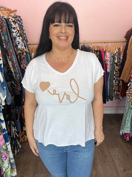 Tee shirt love doré