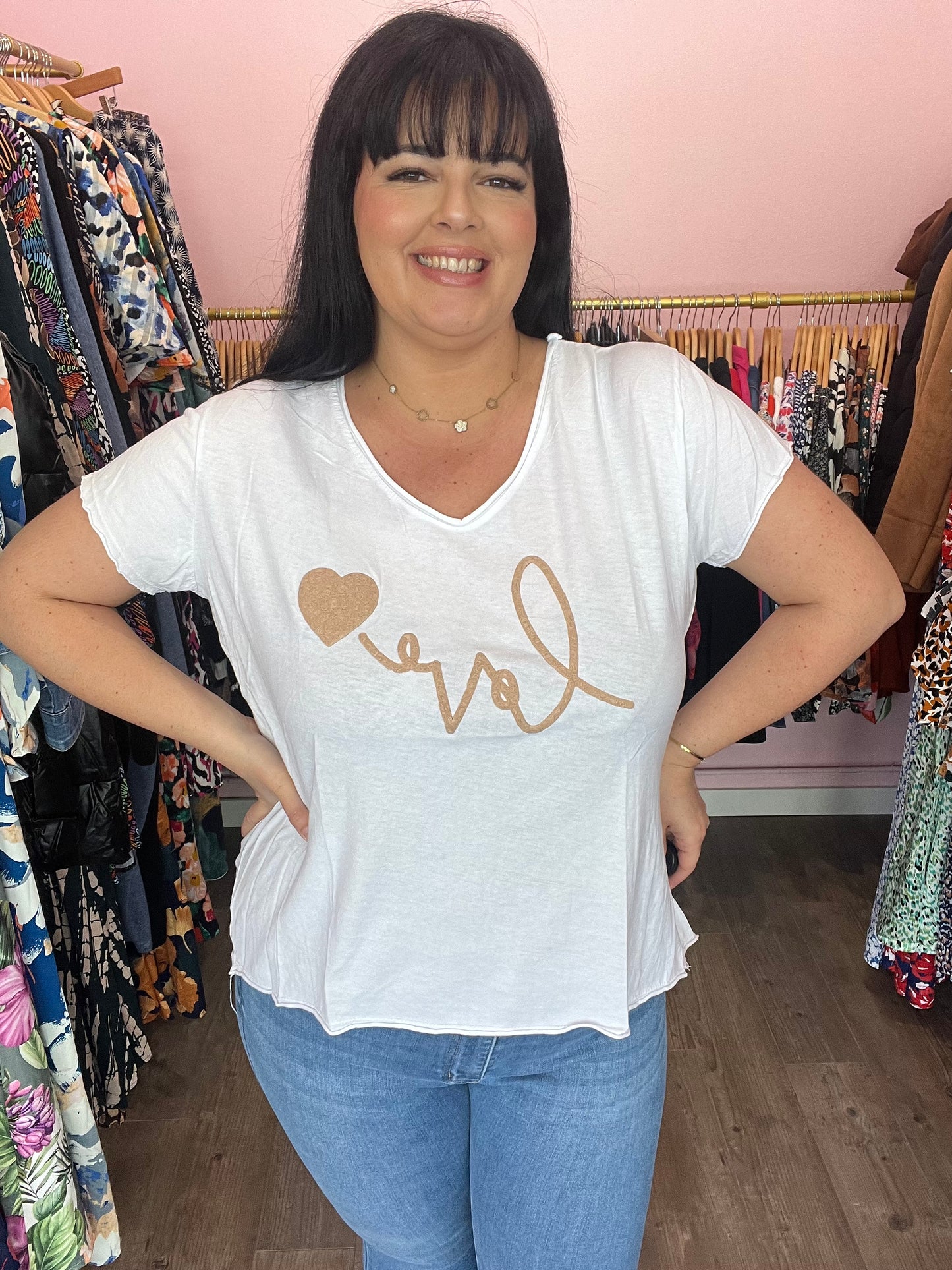 Tee shirt love doré