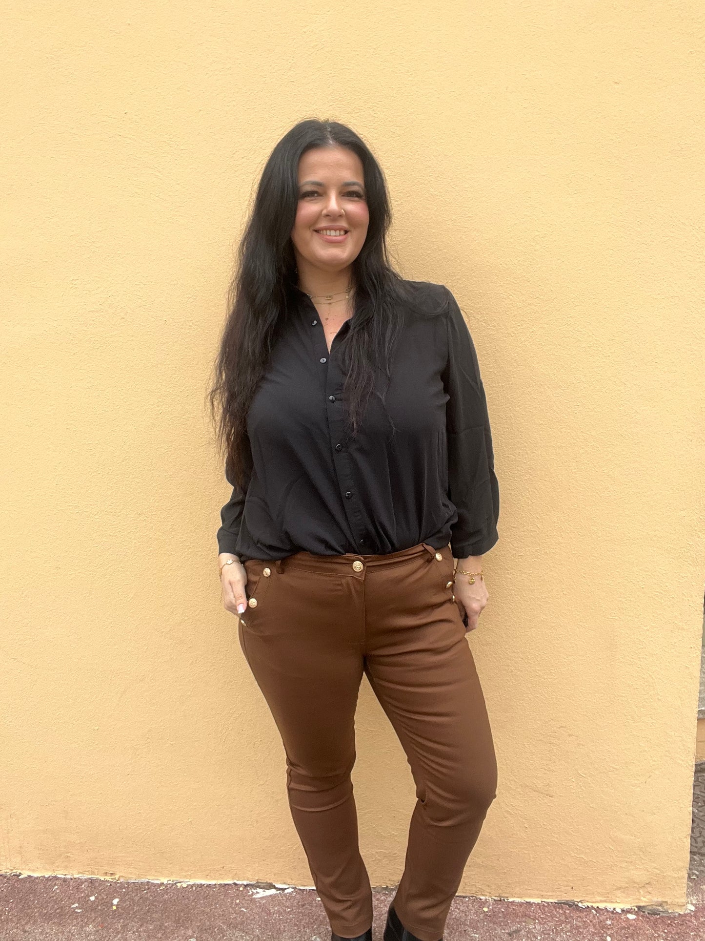 pantalon grande taille marron