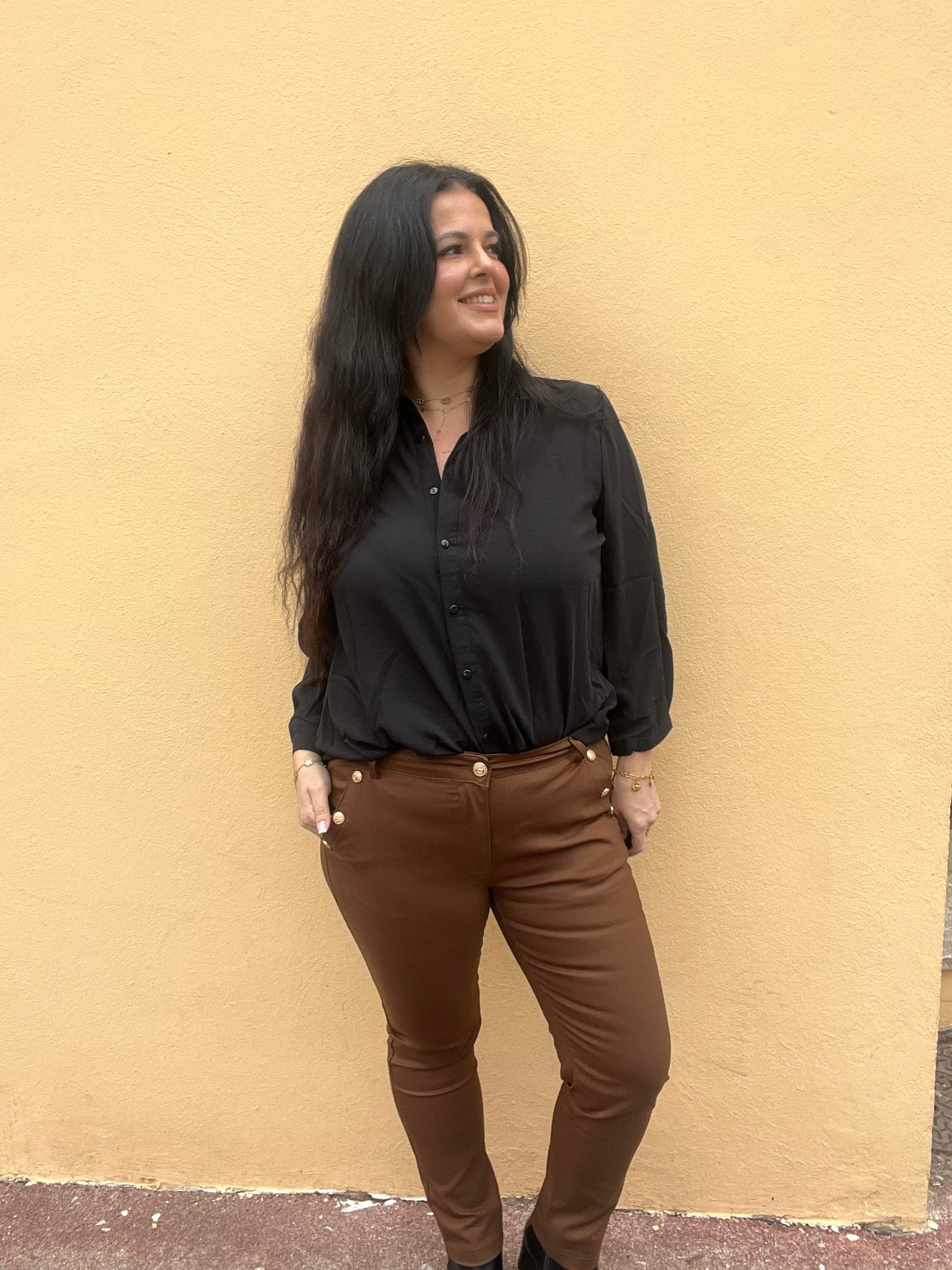 pantalon grande taille marron