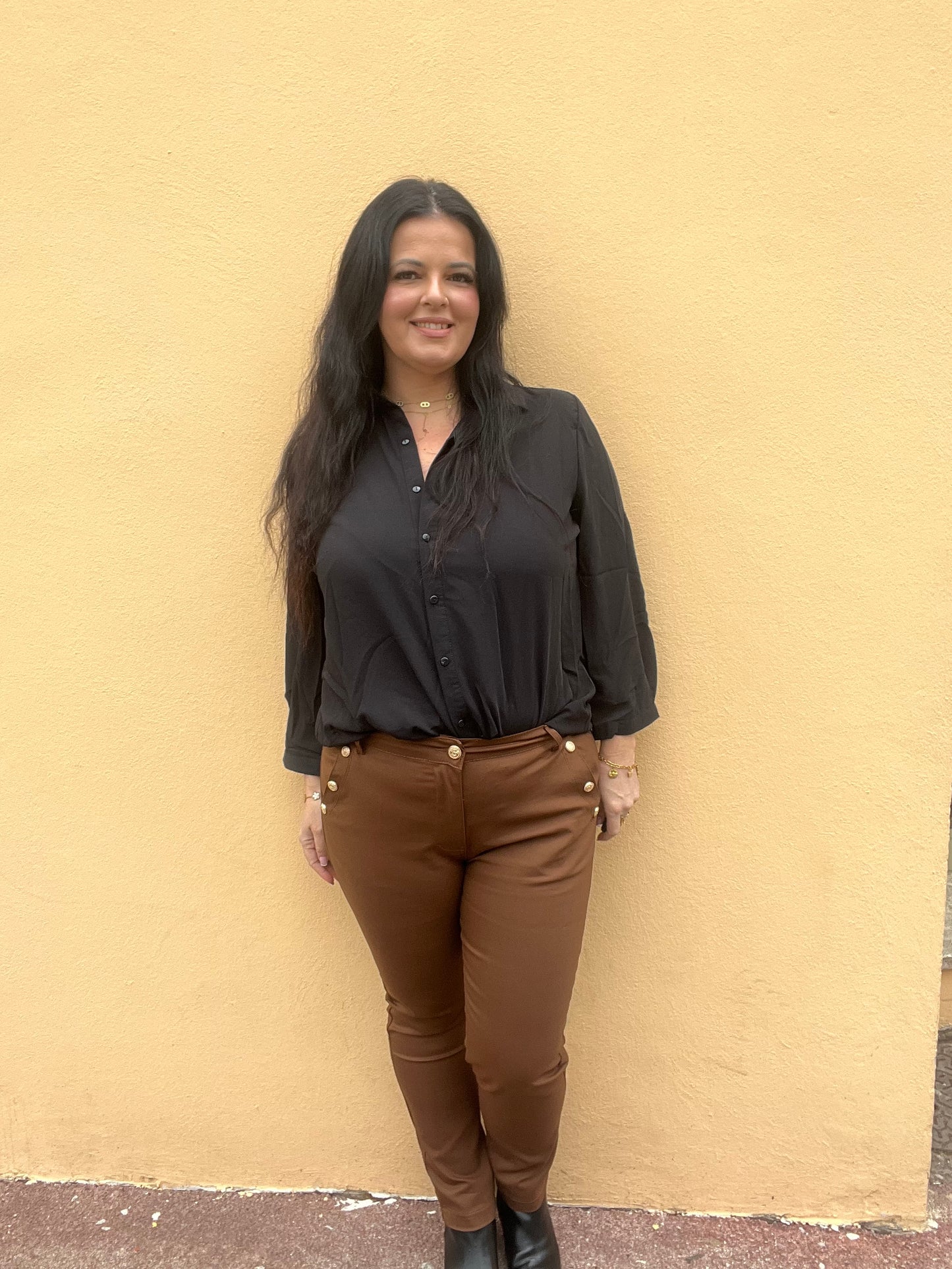 pantalon grande taille marron