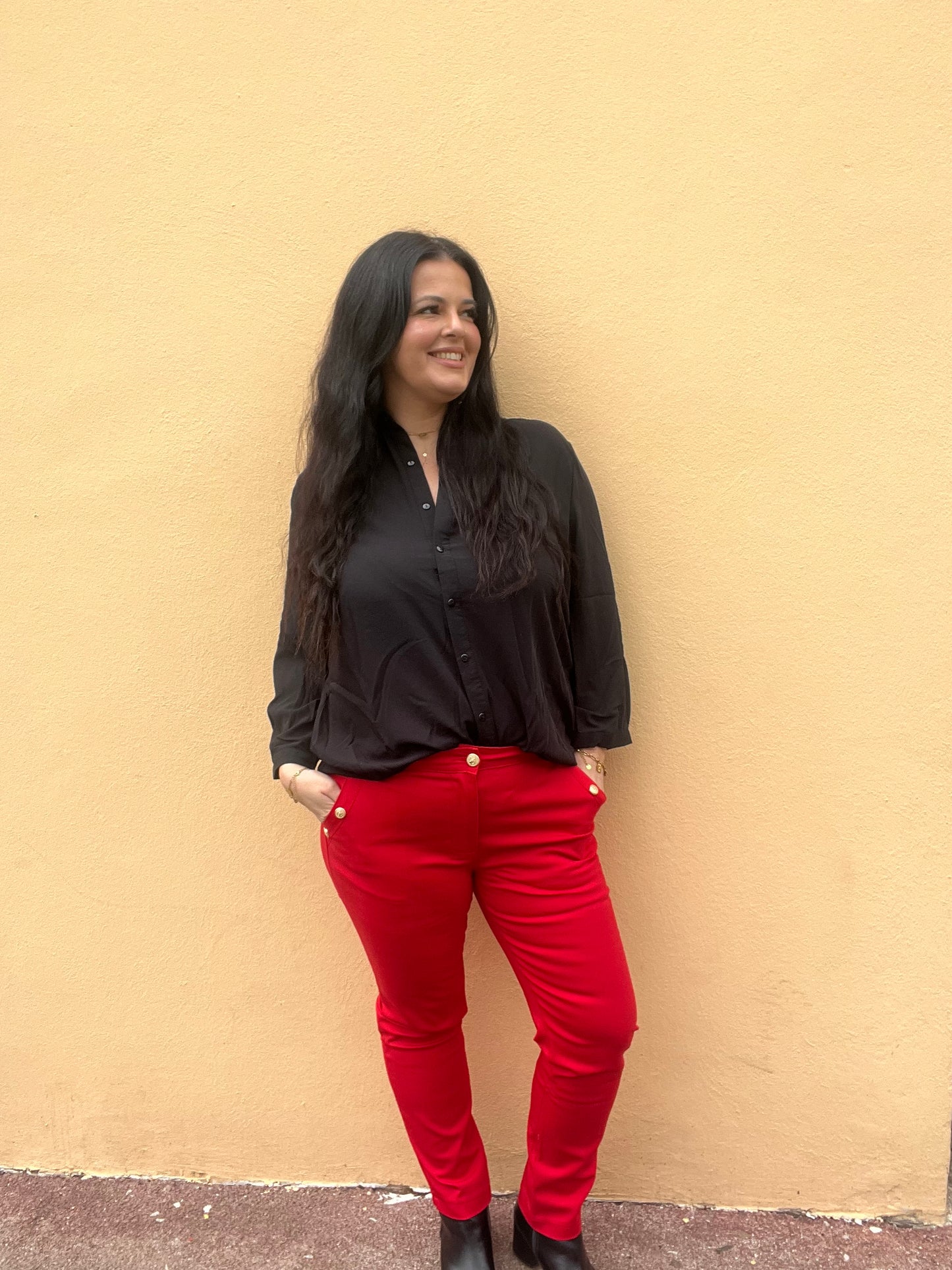Pantalon grande taille rouge