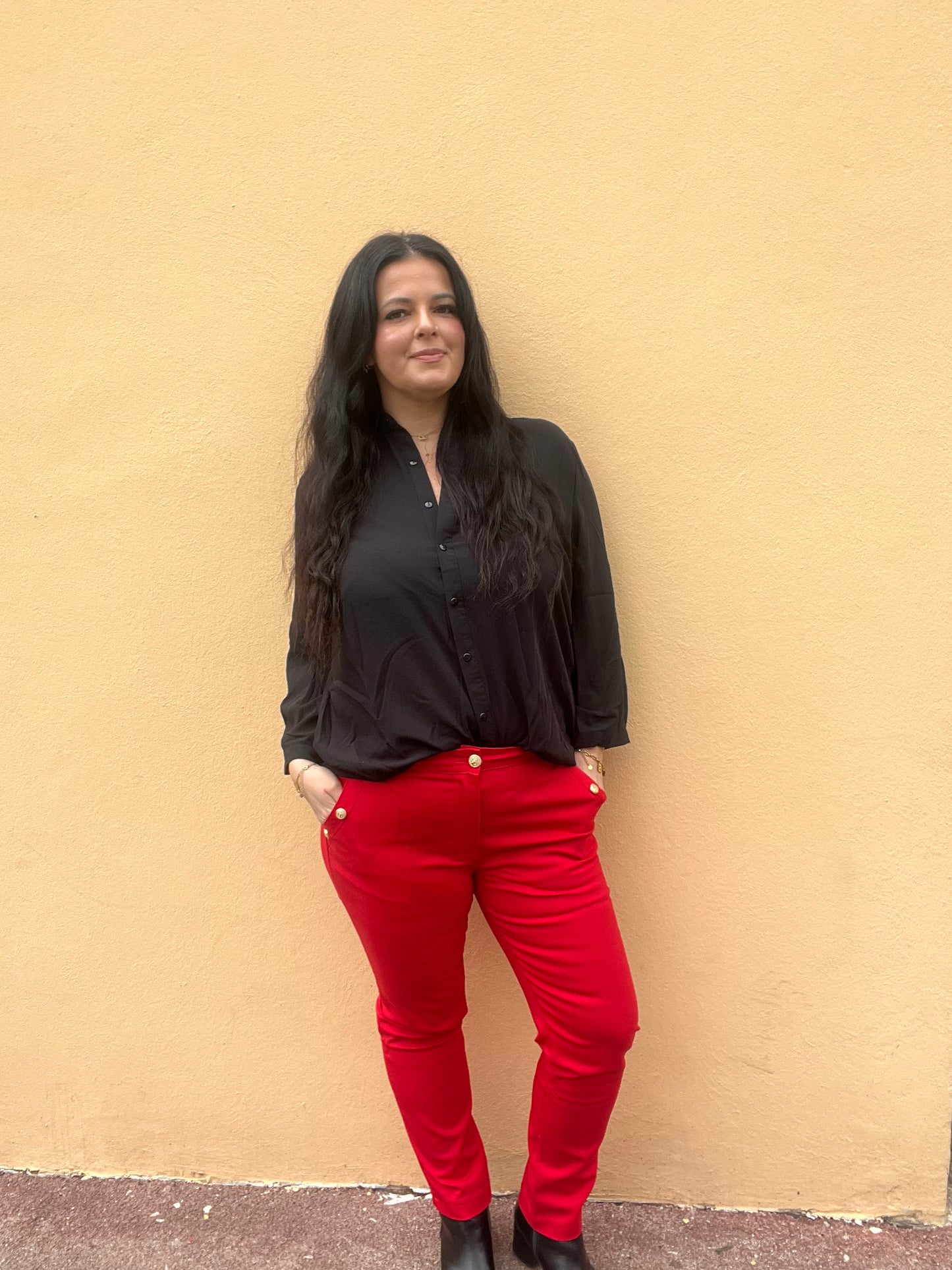 Pantalon grande taille rouge