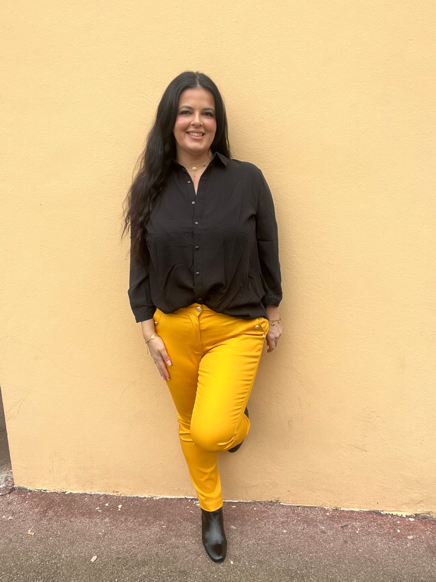 Pantalon grande tailles jaune