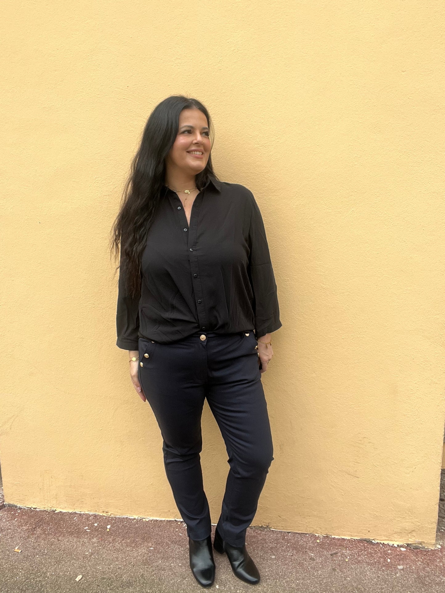 pantalon grande taille bleu marine