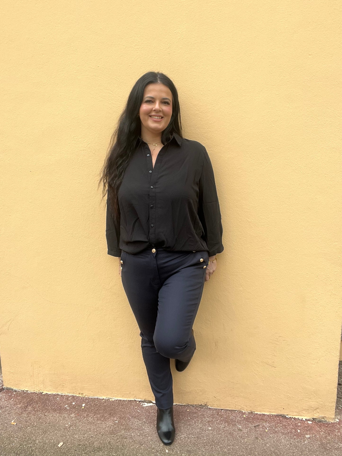 pantalon grande taille bleu marine