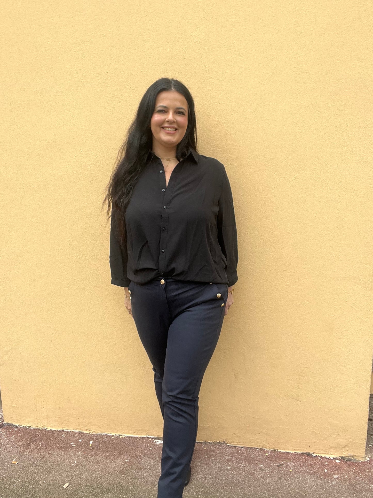 pantalon grande taille bleu marine