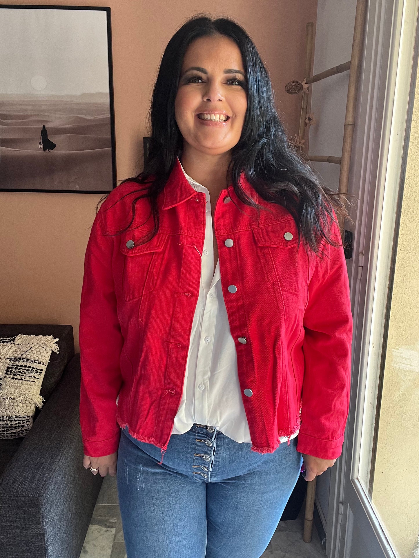 Veste en Jean rouge